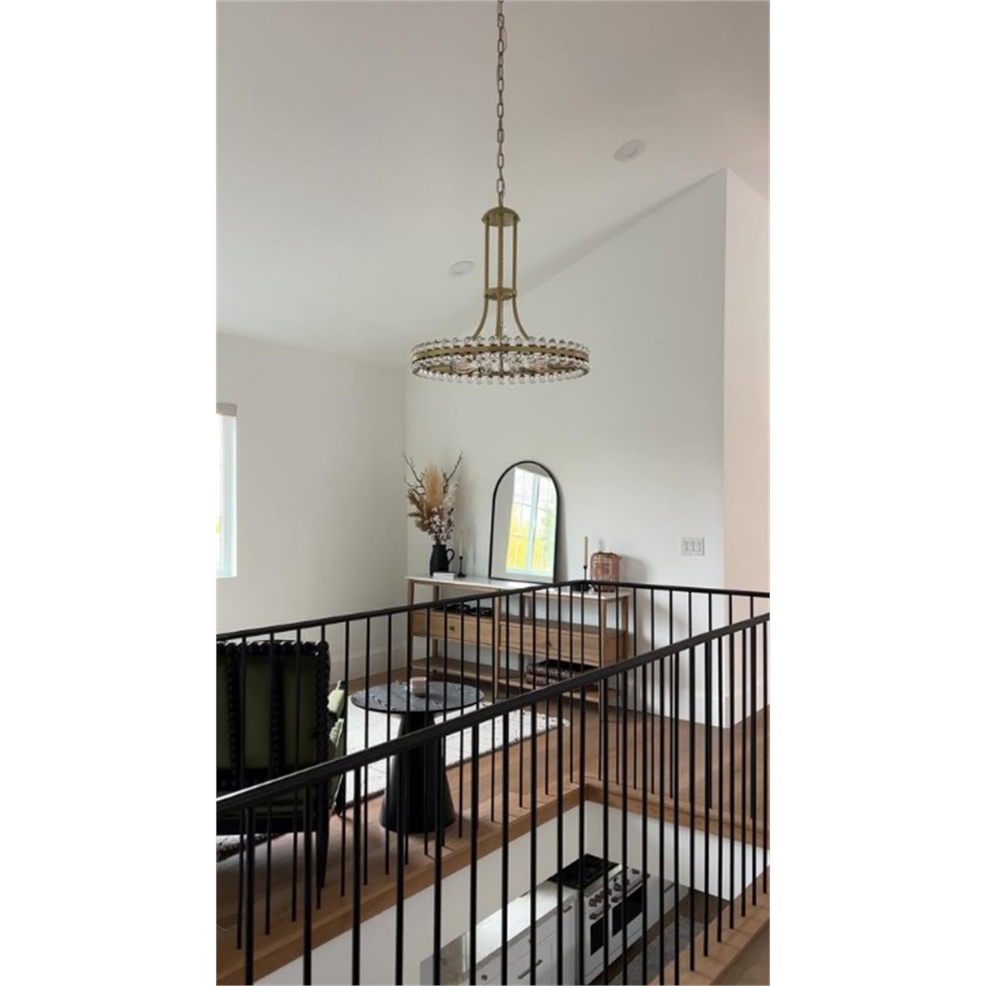 Shown in Aged Brass finish and Glass Ball crystal