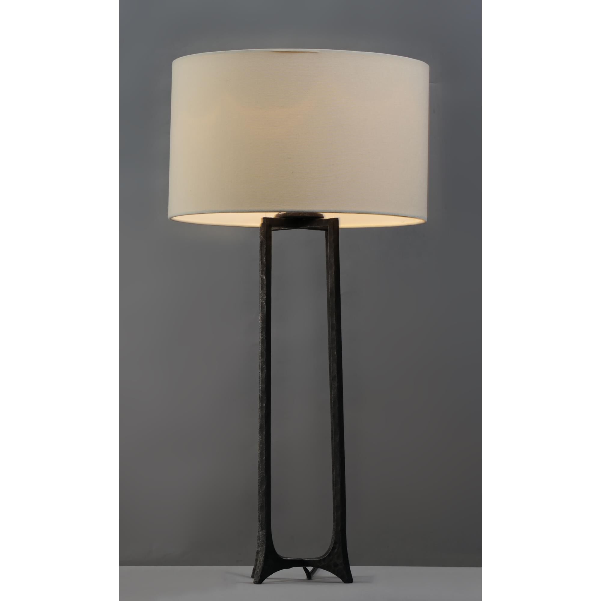 Shown in Natural Iron finish and Canvas Fabric shade