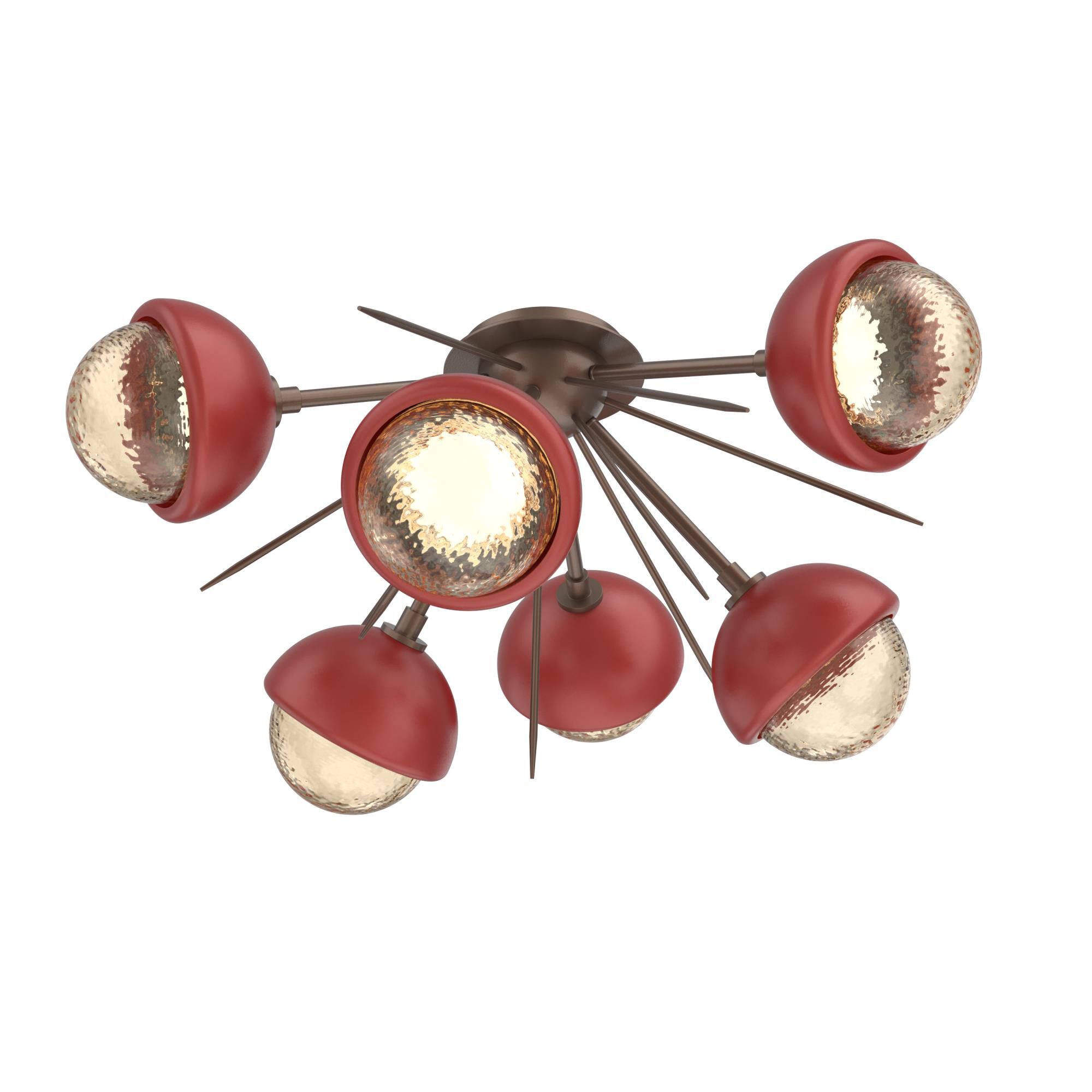 Shown in Burnished Bronze finish and Amber glass and Cinnamon Red accent