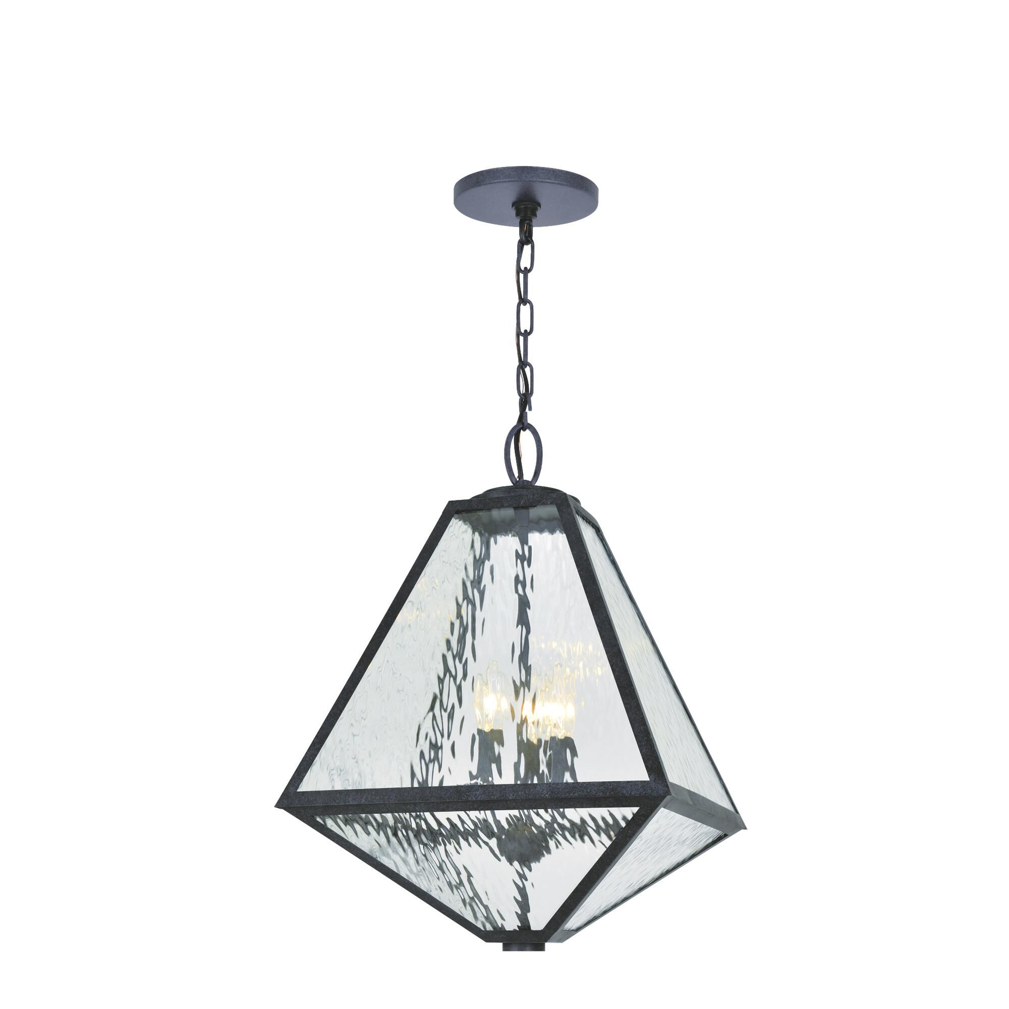Shown in Black Charcoal finish and Water  Panels glass and Water Glass Panels shade