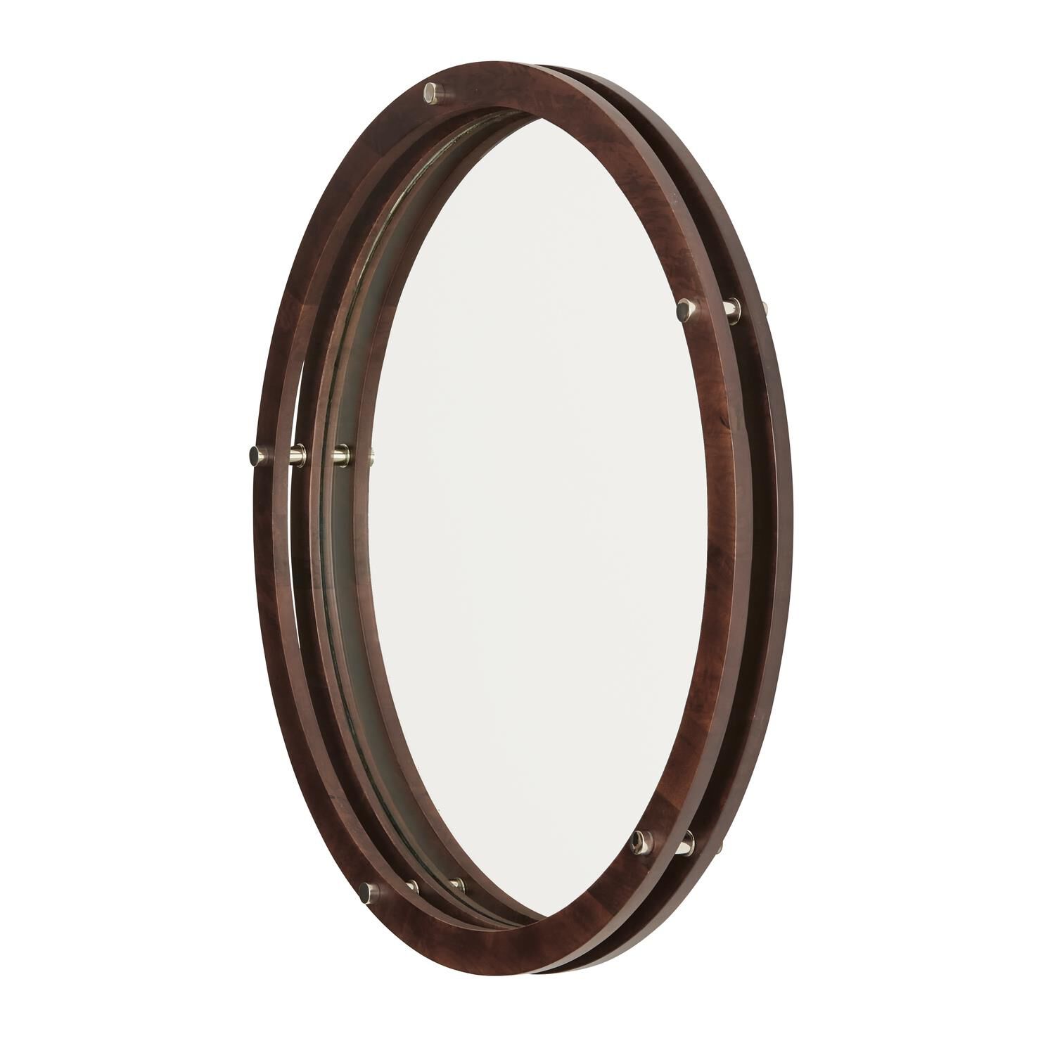 Decorative Wooden Frame Mirror In Dark Wood And Polished Nickel Decorative Mirrors by Capital Lighting Fixture Company