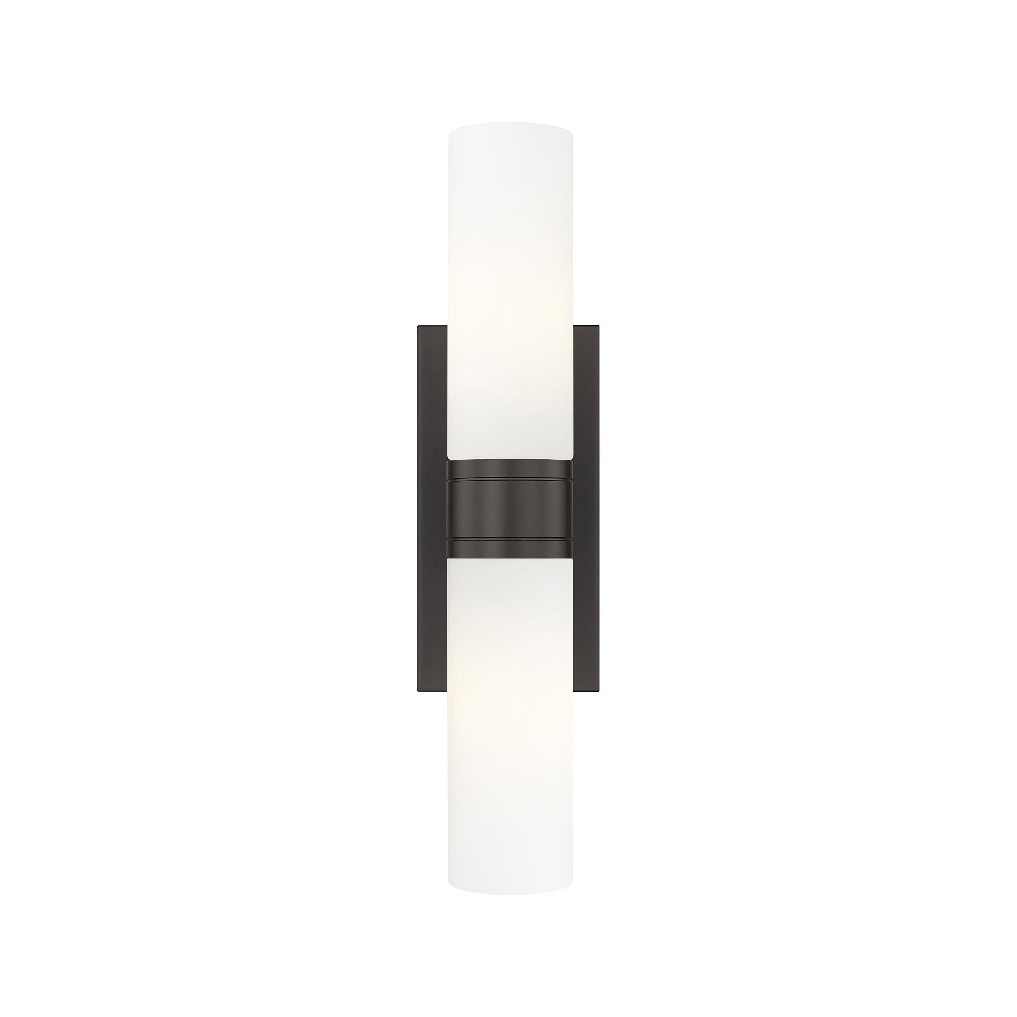 Shown in Oiled Brass finish and Matte White glass