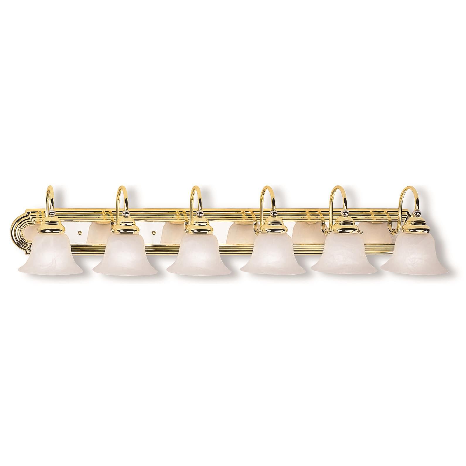 Shown in Polished Brass-Chrome finish and White Alabaster glass