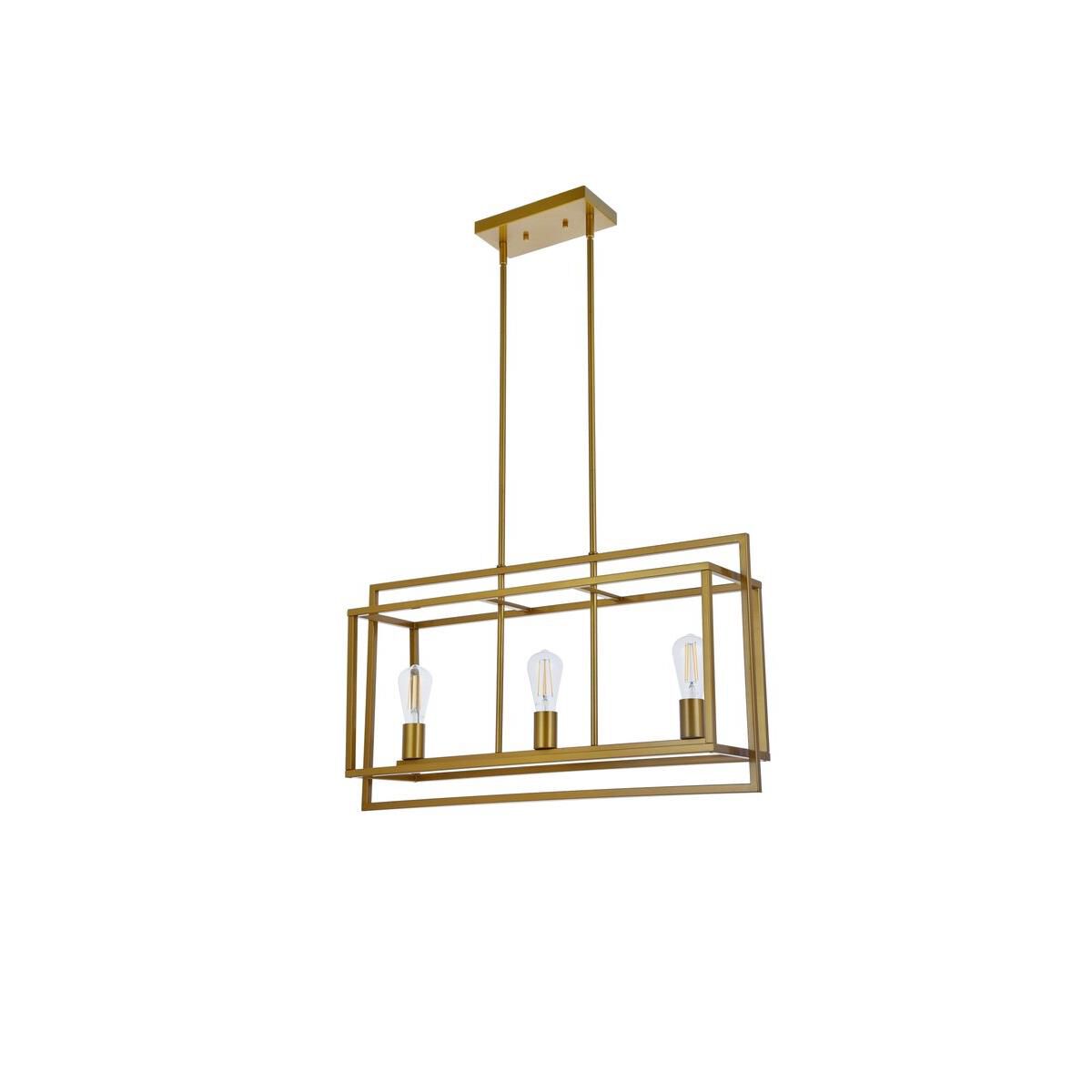 Voir 30 Inch 3 Light Linear Suspension Light by Elegant Lighting