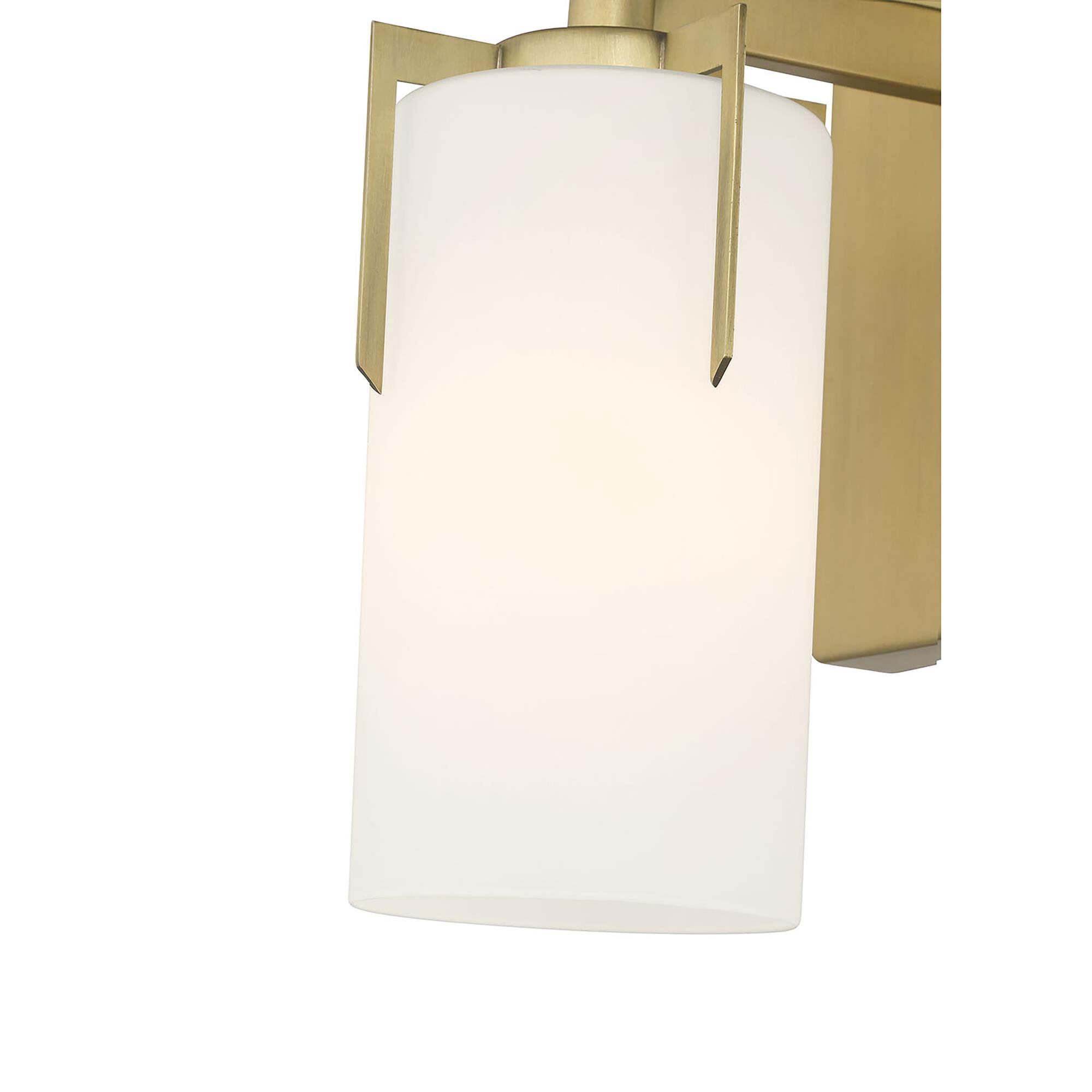 Shown in Vintage Brass finish and White Frosted glass