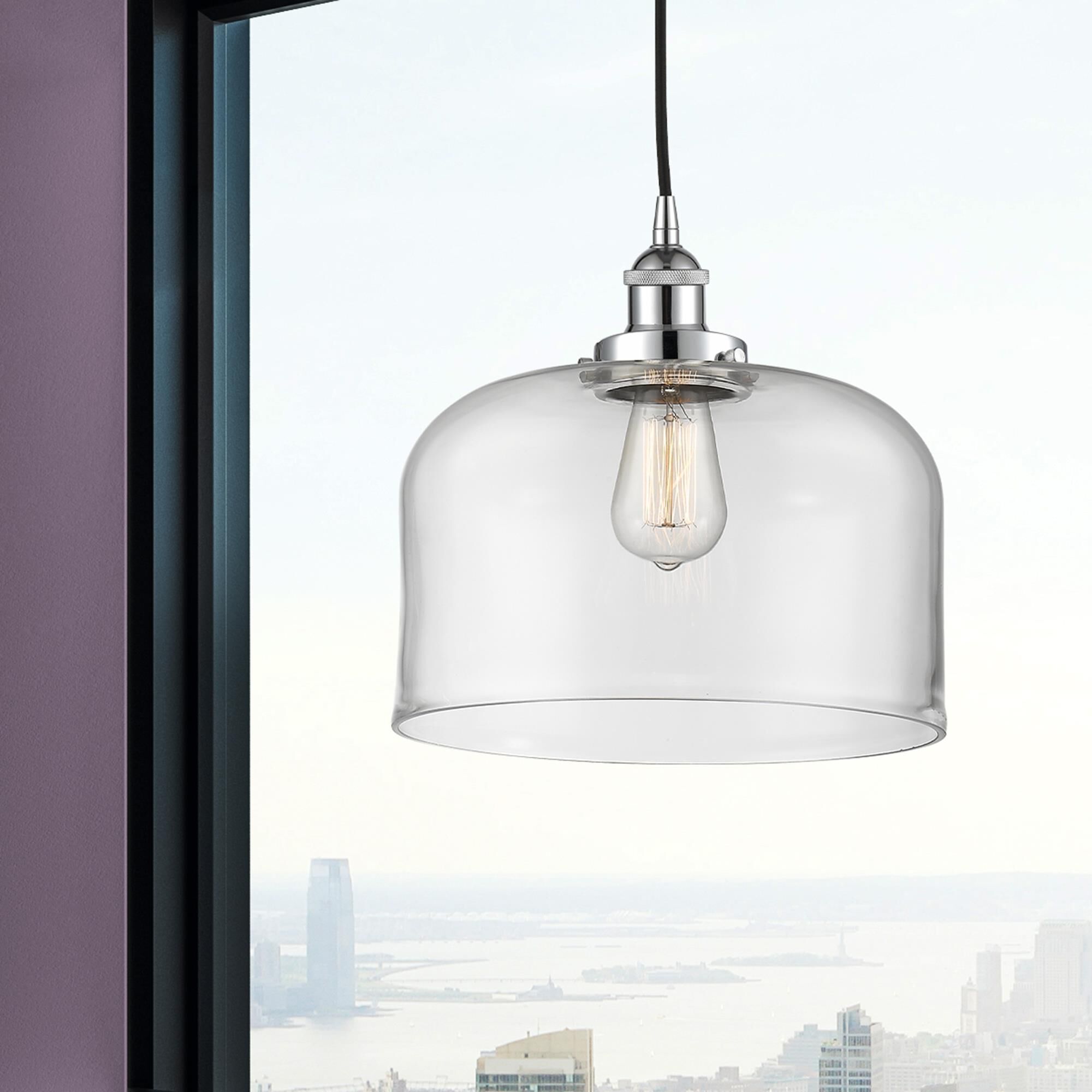 Shown in Polished Chrome finish and Clear X-Large Bell glass