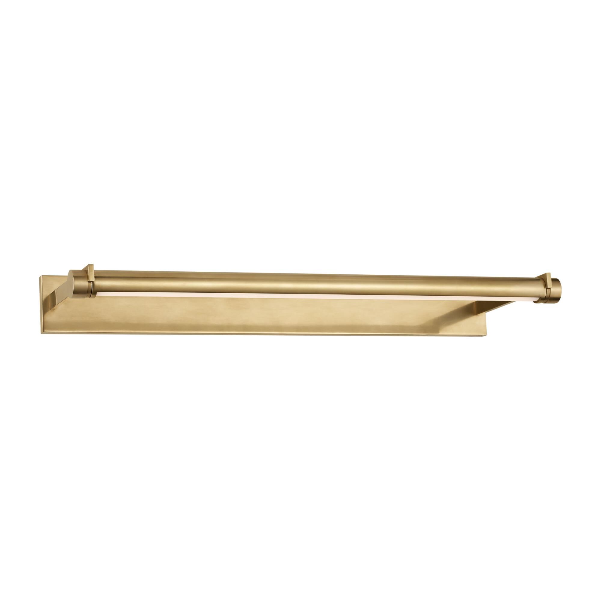 Shown in Hand-Rubbed Antique Brass finish and Brass shade