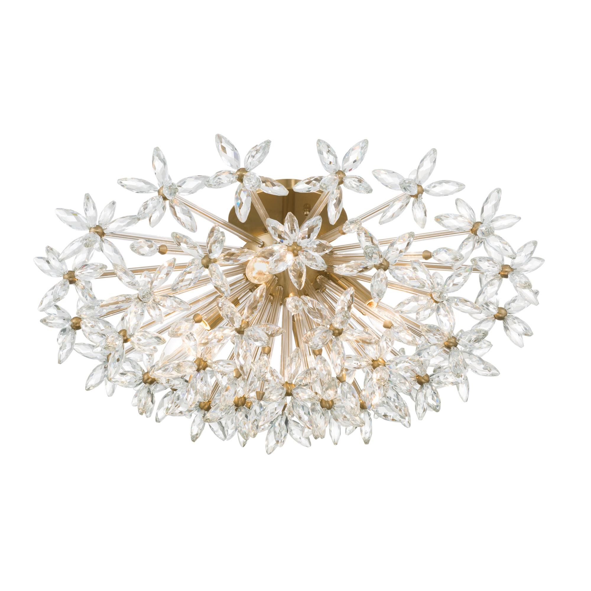 Shown in Aged Brass finish and Faceted Cut crystal