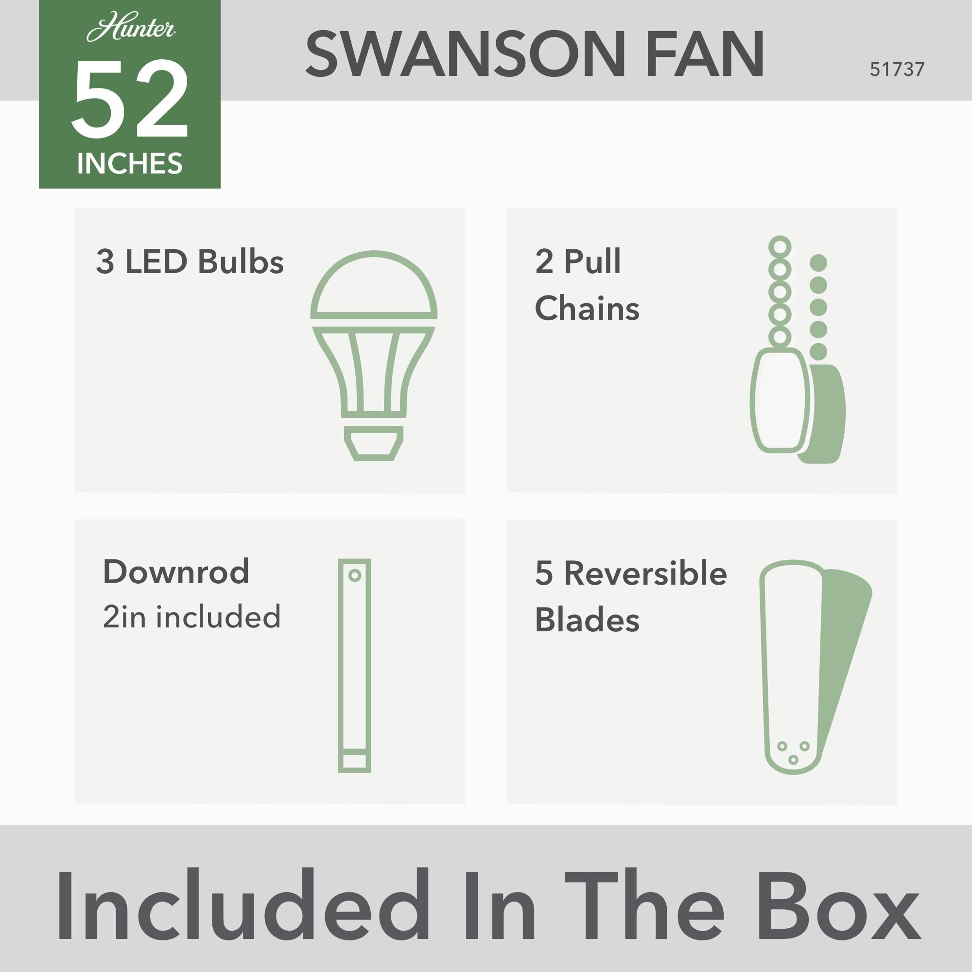 Swanson 52 Inch Ceiling Fan with Light Kit by Hunter Fan