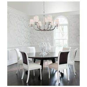 Shown in Polished Nickel finish and White Faux Silk shade 