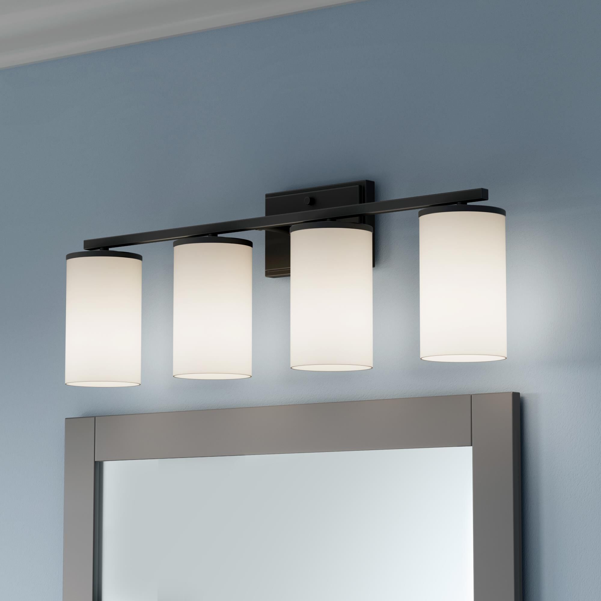 Shown in Matte Black finish and Etched White glass