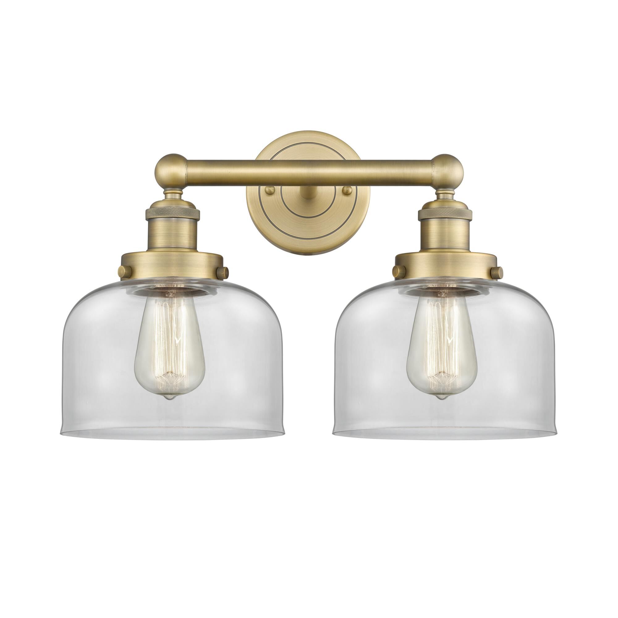 Shown in Brushed Brass finish and Clear glass