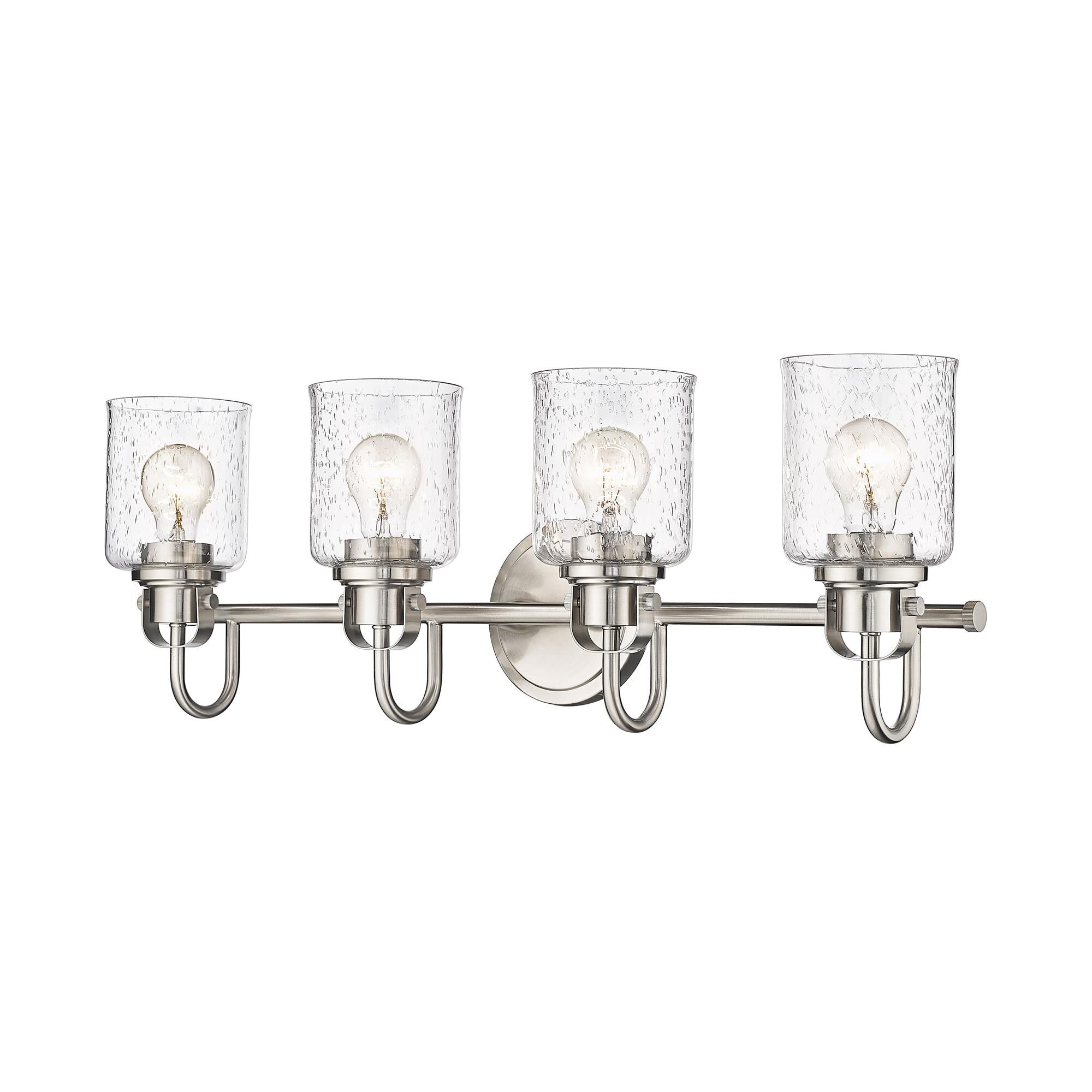 Shown in Brushed Nickel finish and Glass shade