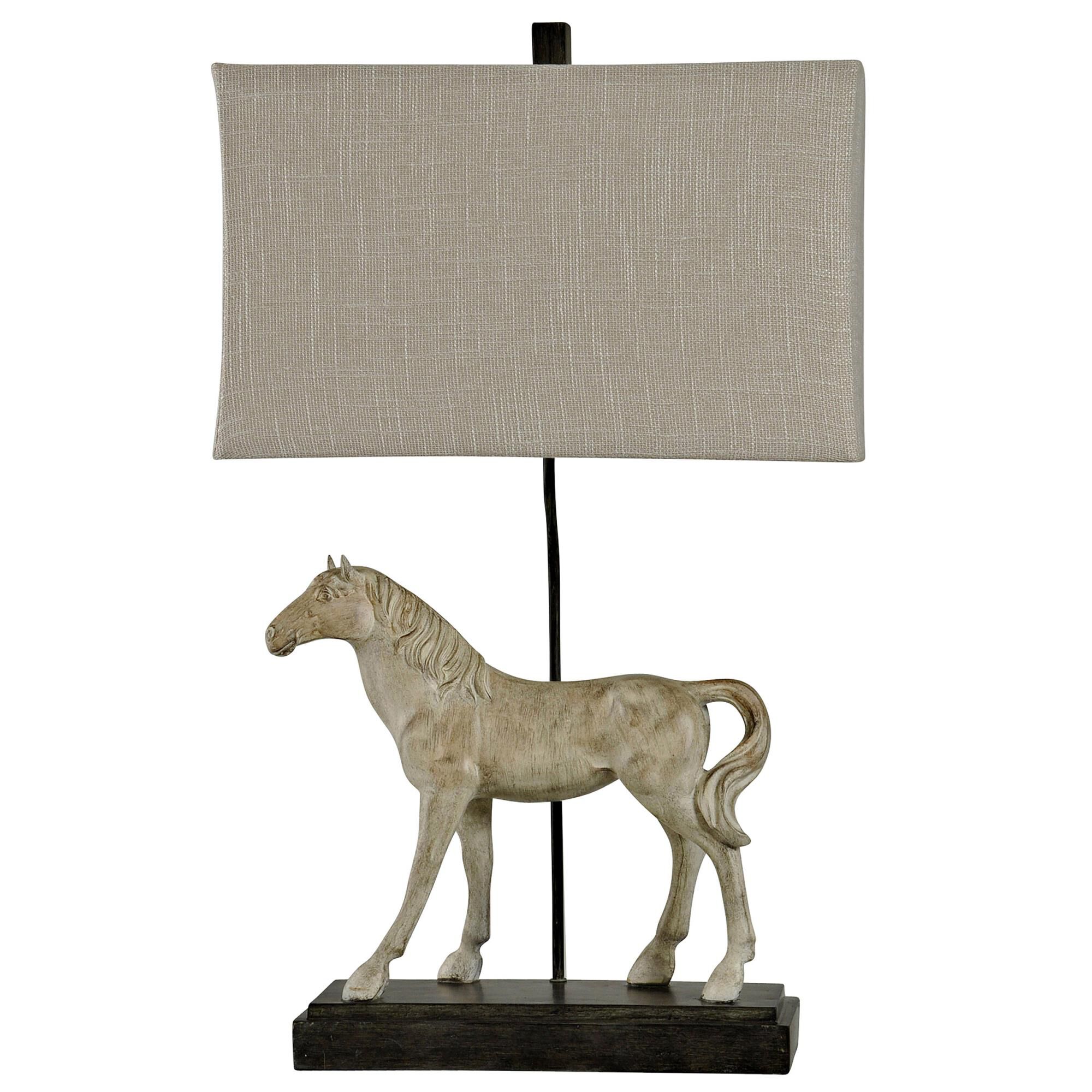 Shown in Dapple Gray finish and Natural Linen Softback Fabric shade