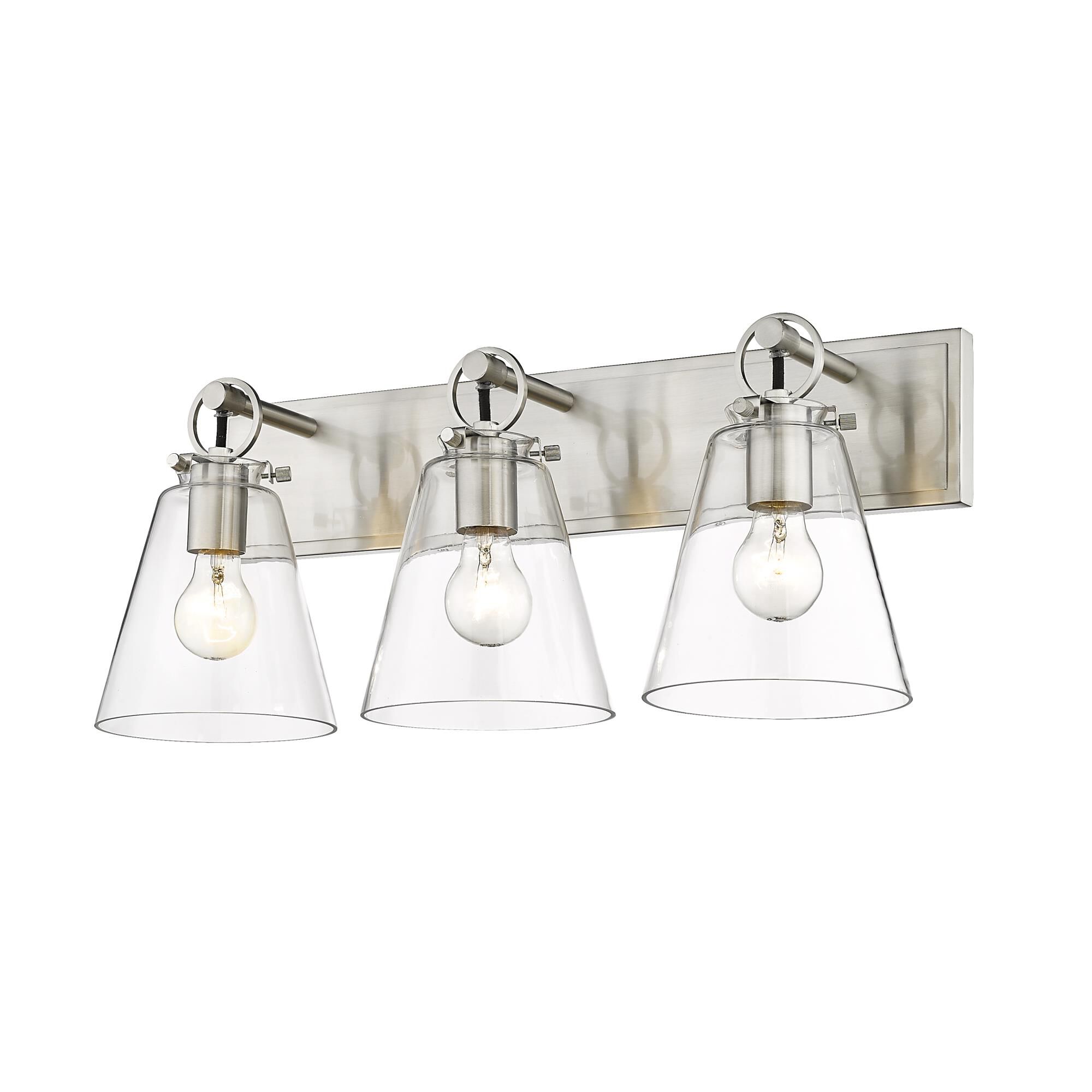 Shown in Brushed Nickel finish and Glass shade