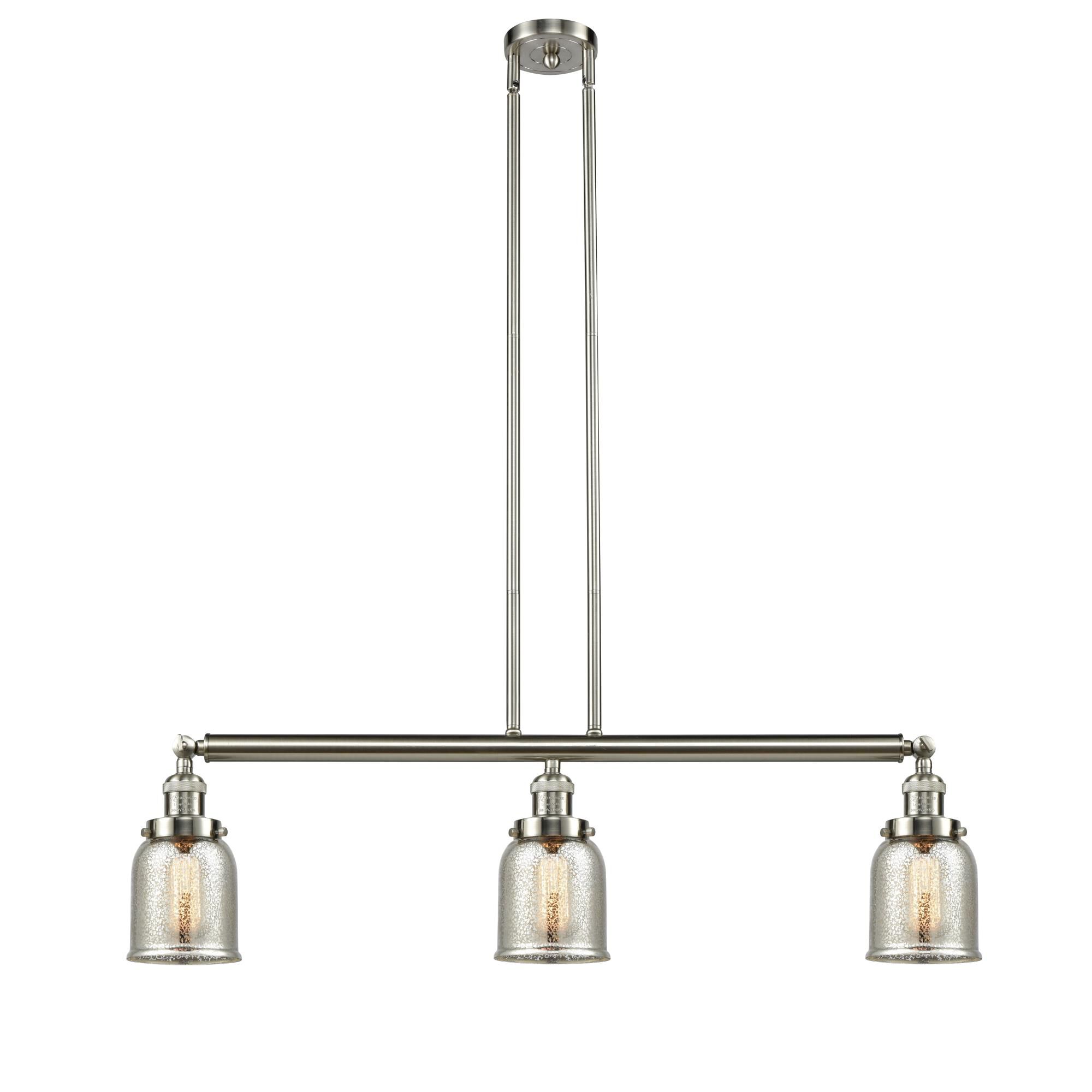 Shown in Brushed Satin Nickel finish and Silver Plated Mercury Small Bell glass