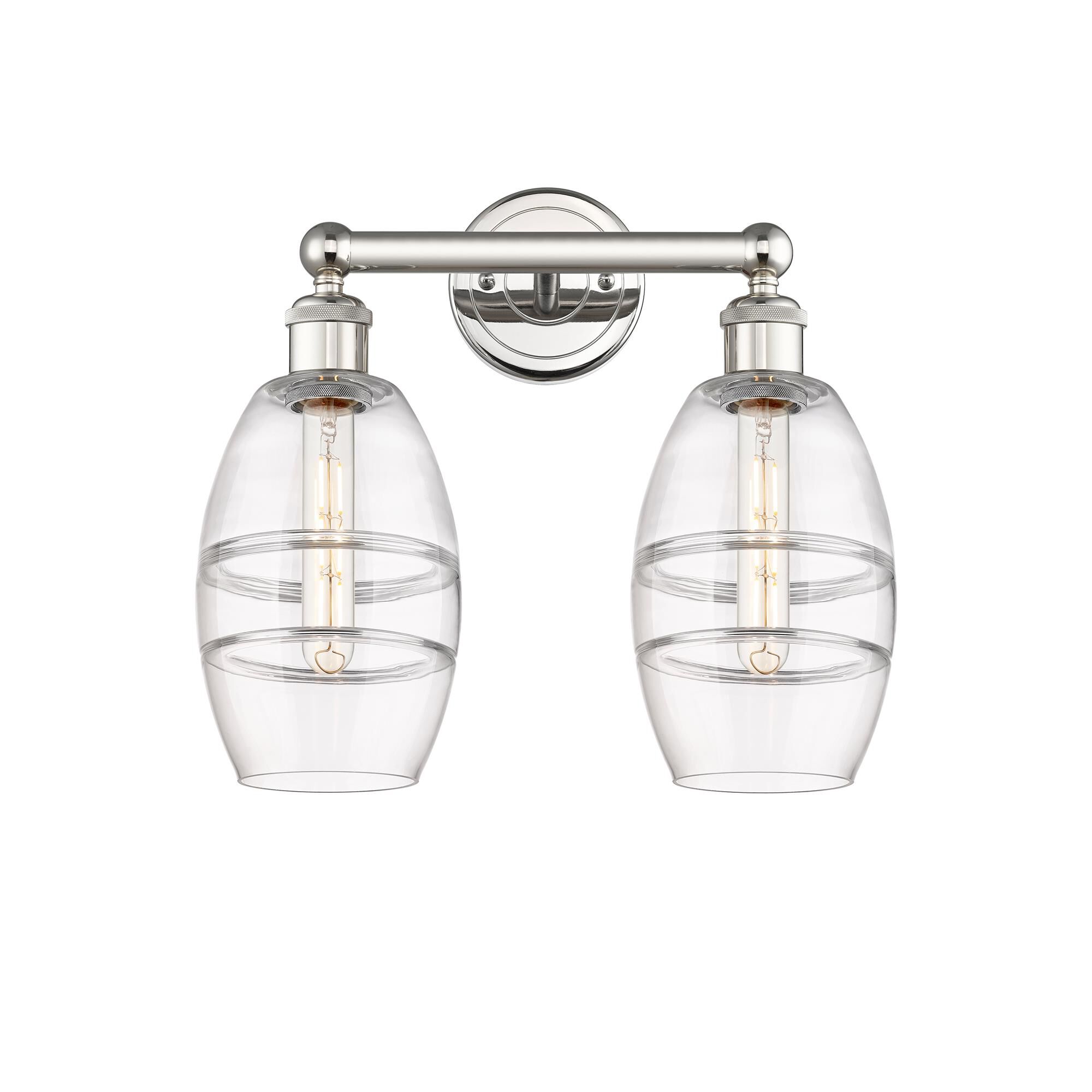 Shown in Polished Nickel finish and Clear glass