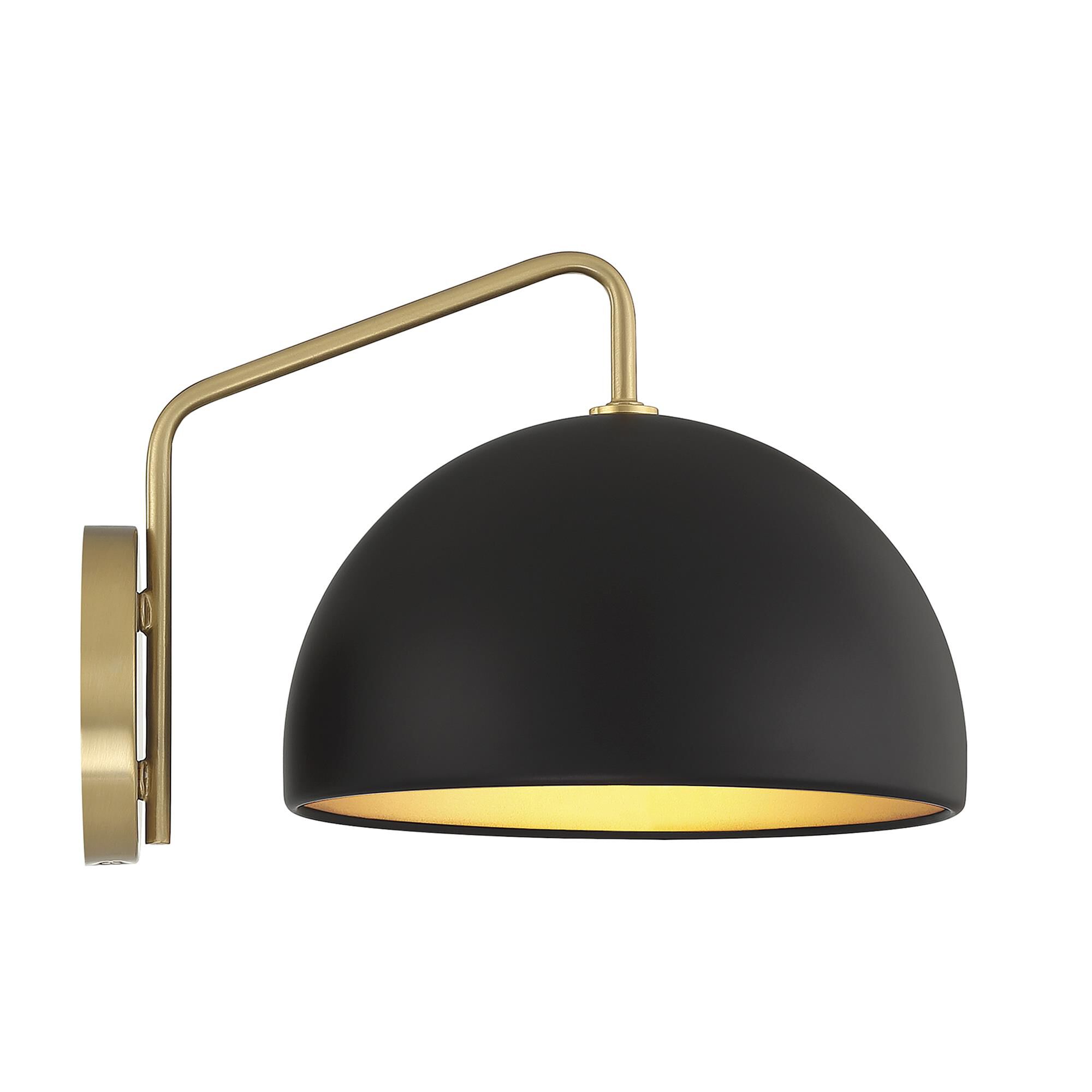 Shown in Matte Black with Natural Brass finish and Metal shade