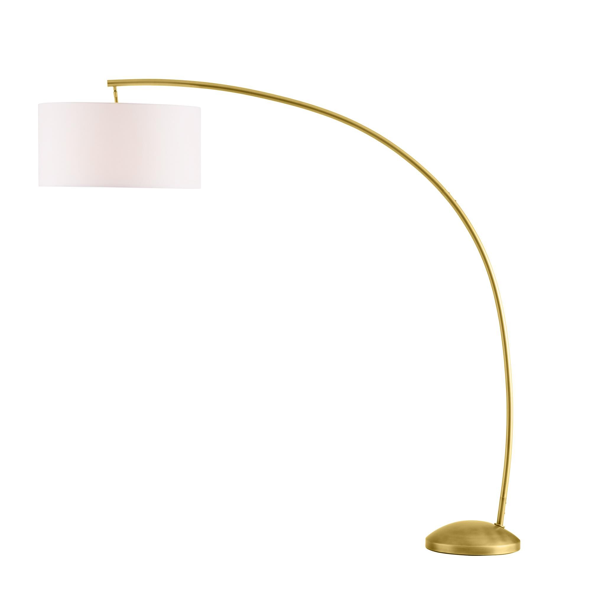 Shown in Antique Brass finish and Linen shade
