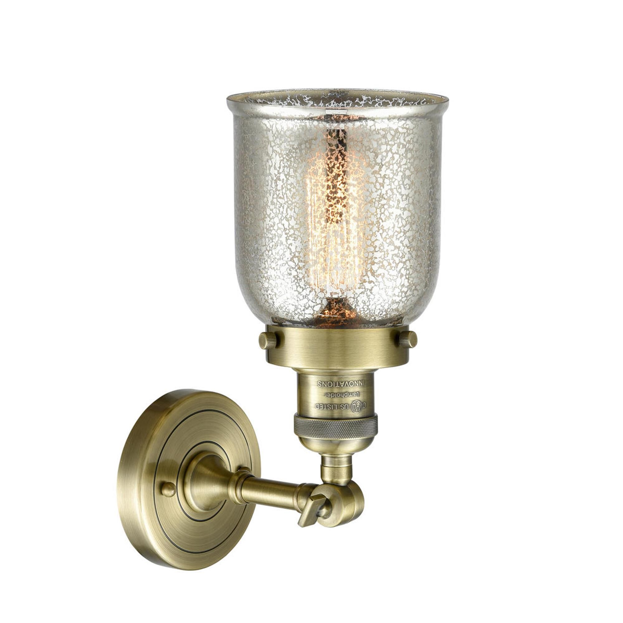 Shown in Antique Brass finish and Silver Mercury glass