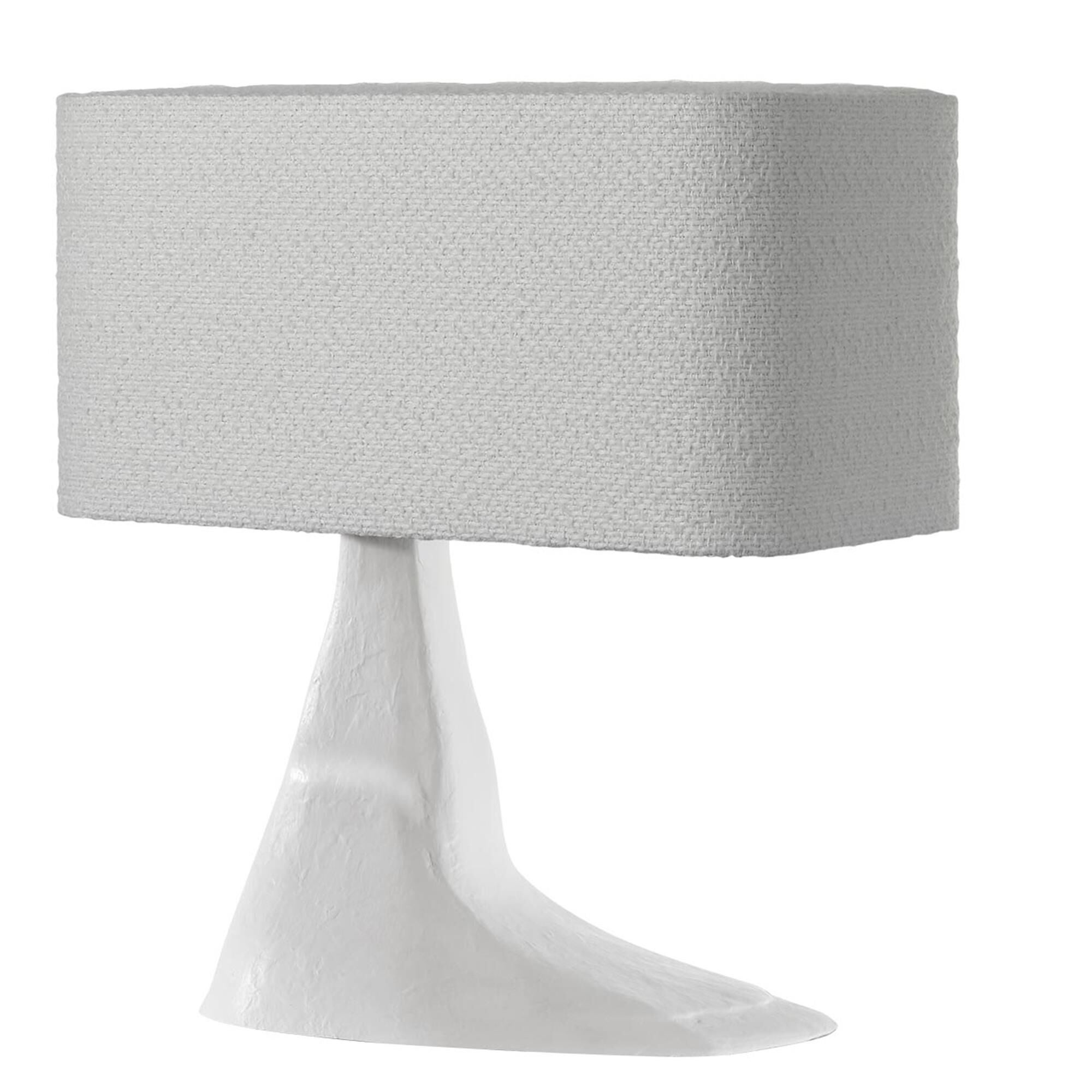 Shown in Plaster White finish and Boucle Rectangle shade