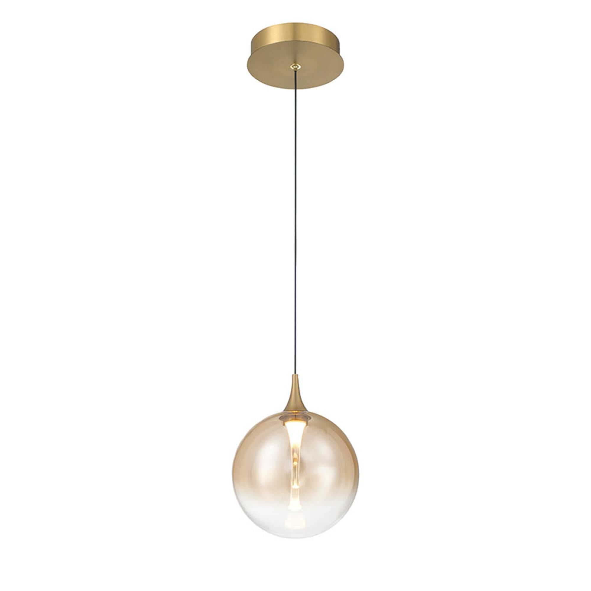 Shown in Gold finish and Amber glass