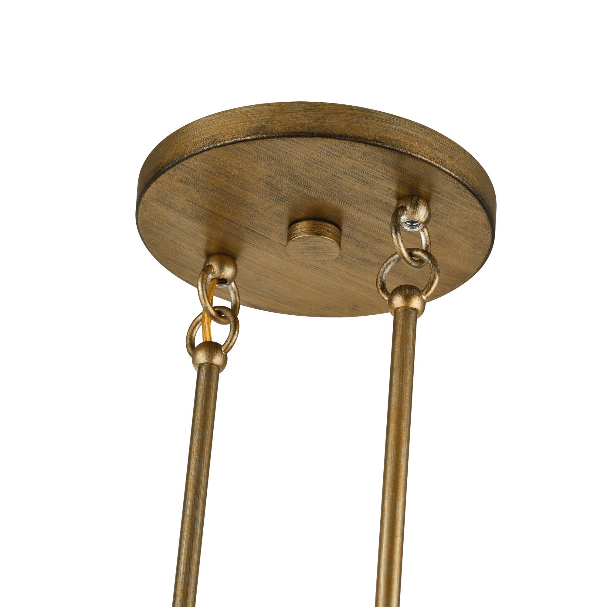 Shown in Antique Gold Leaf finish and Hand Crafted Parchment Color Hardback Fabric shade