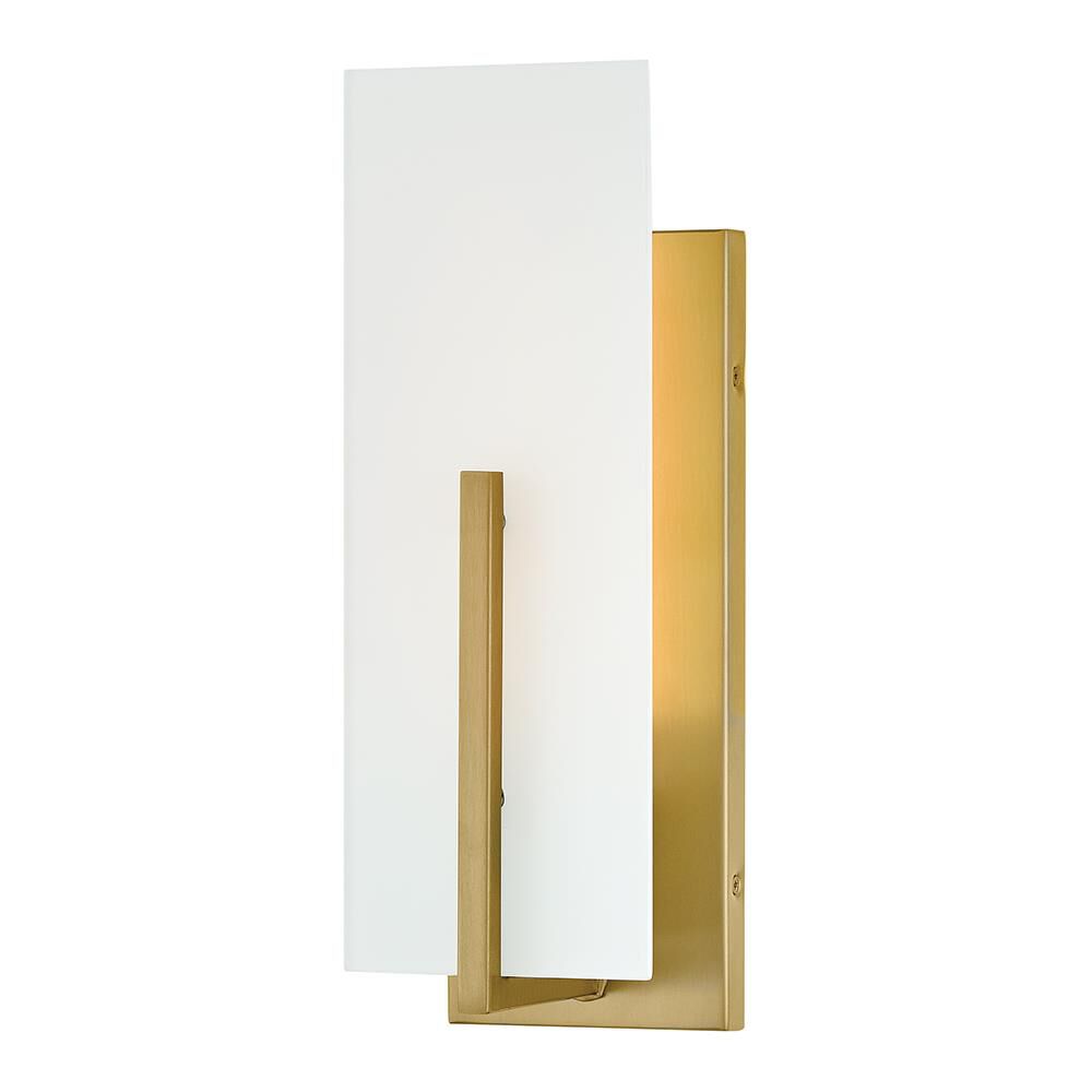 Shown in Lacquered Brass finish and Etched White glass