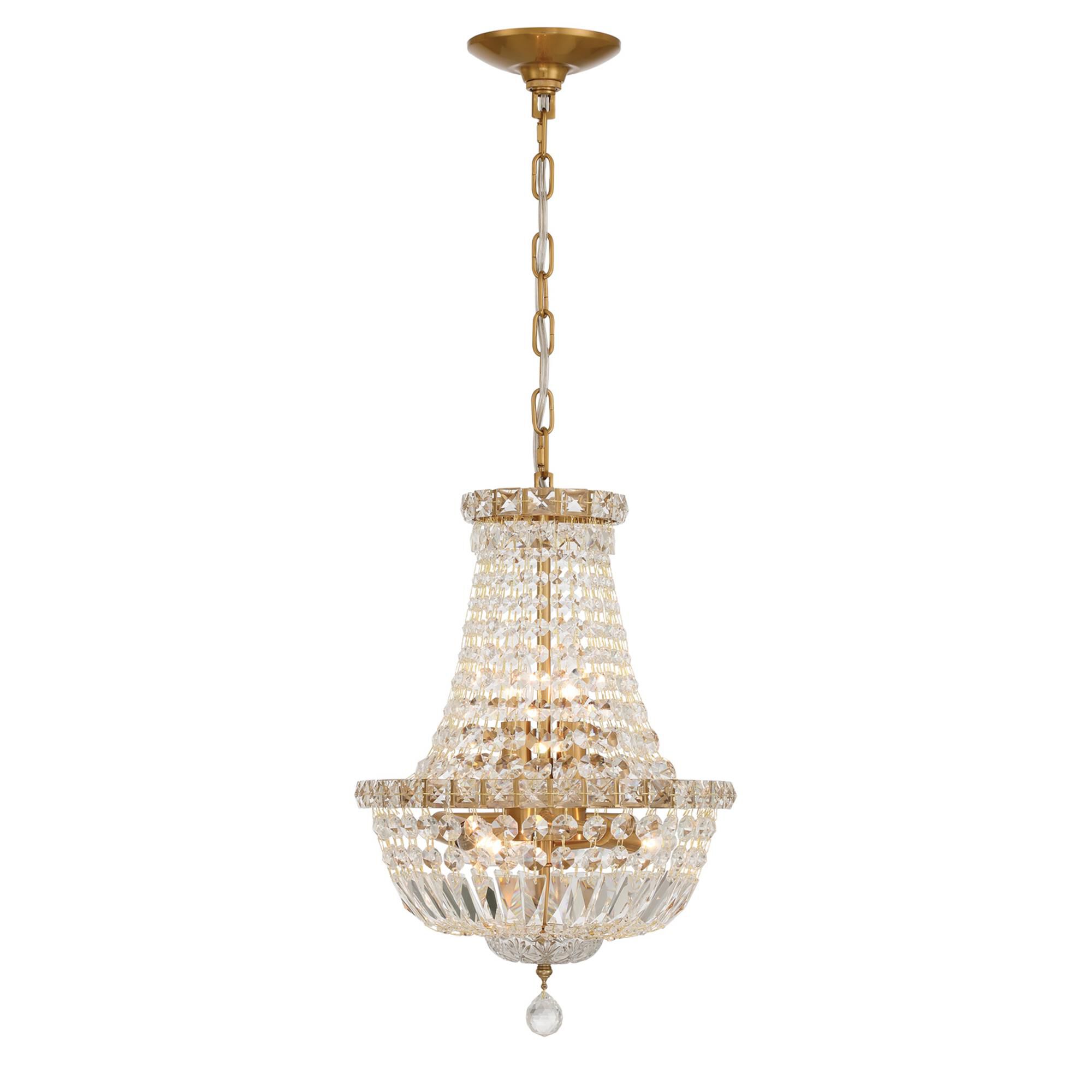 Shown in Aged Brass finish and Hand Cut crystal