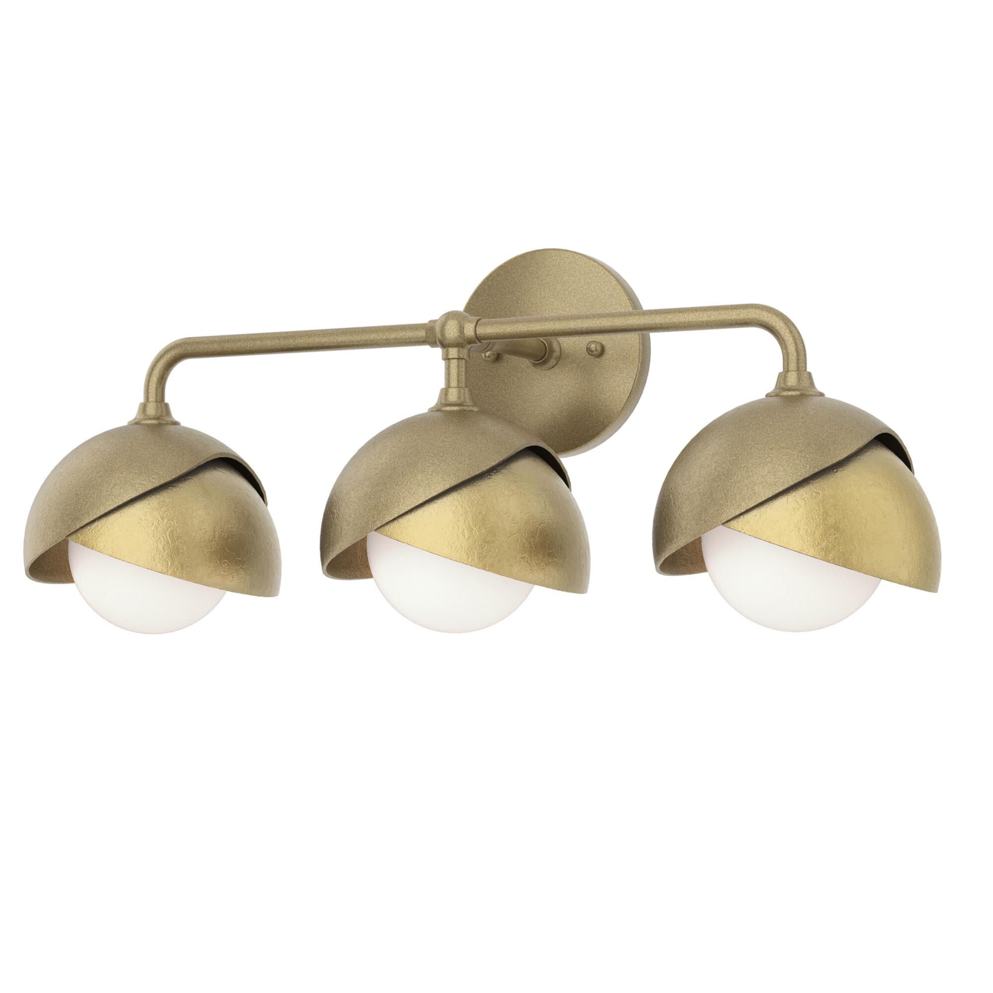 Shown in Soft Gold finish and Opal glass and Modern Brass accent
