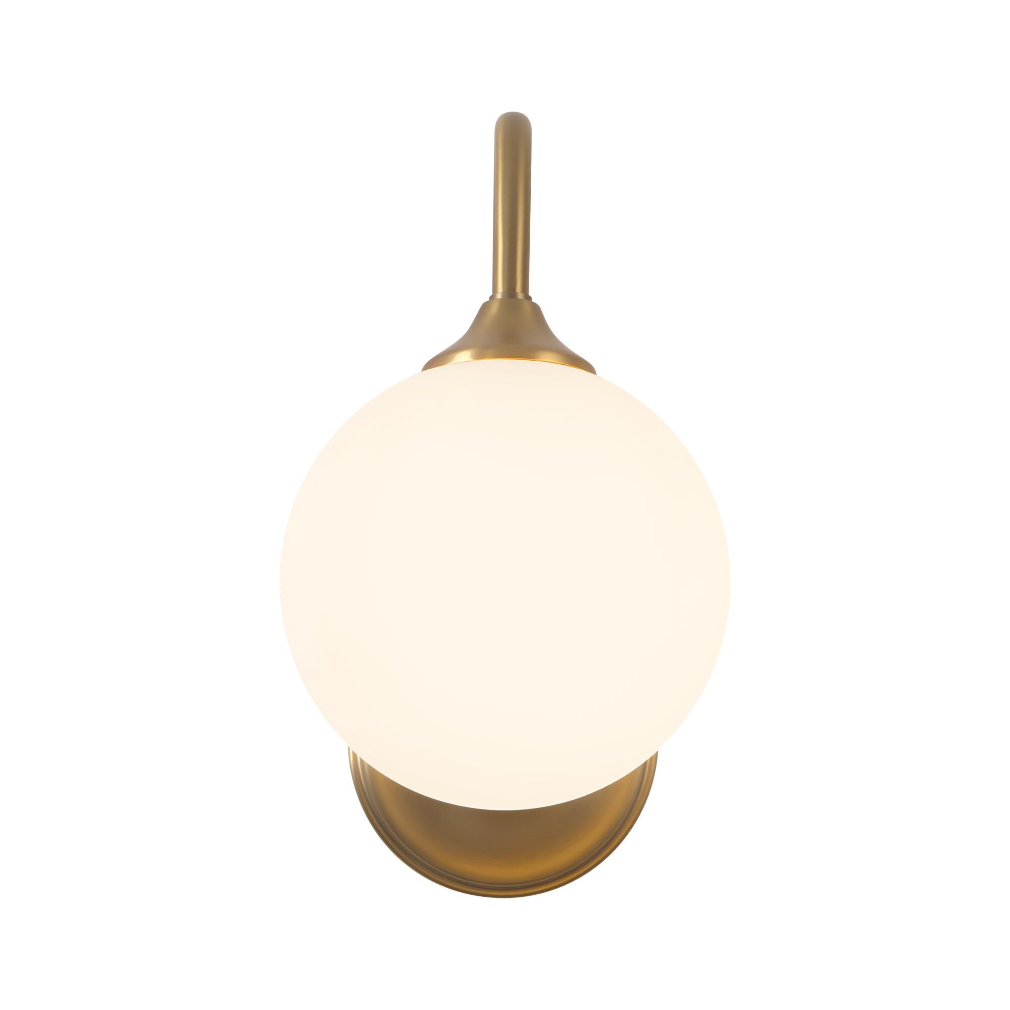 Shown in Brushed Gold finish and Matte Opal glass