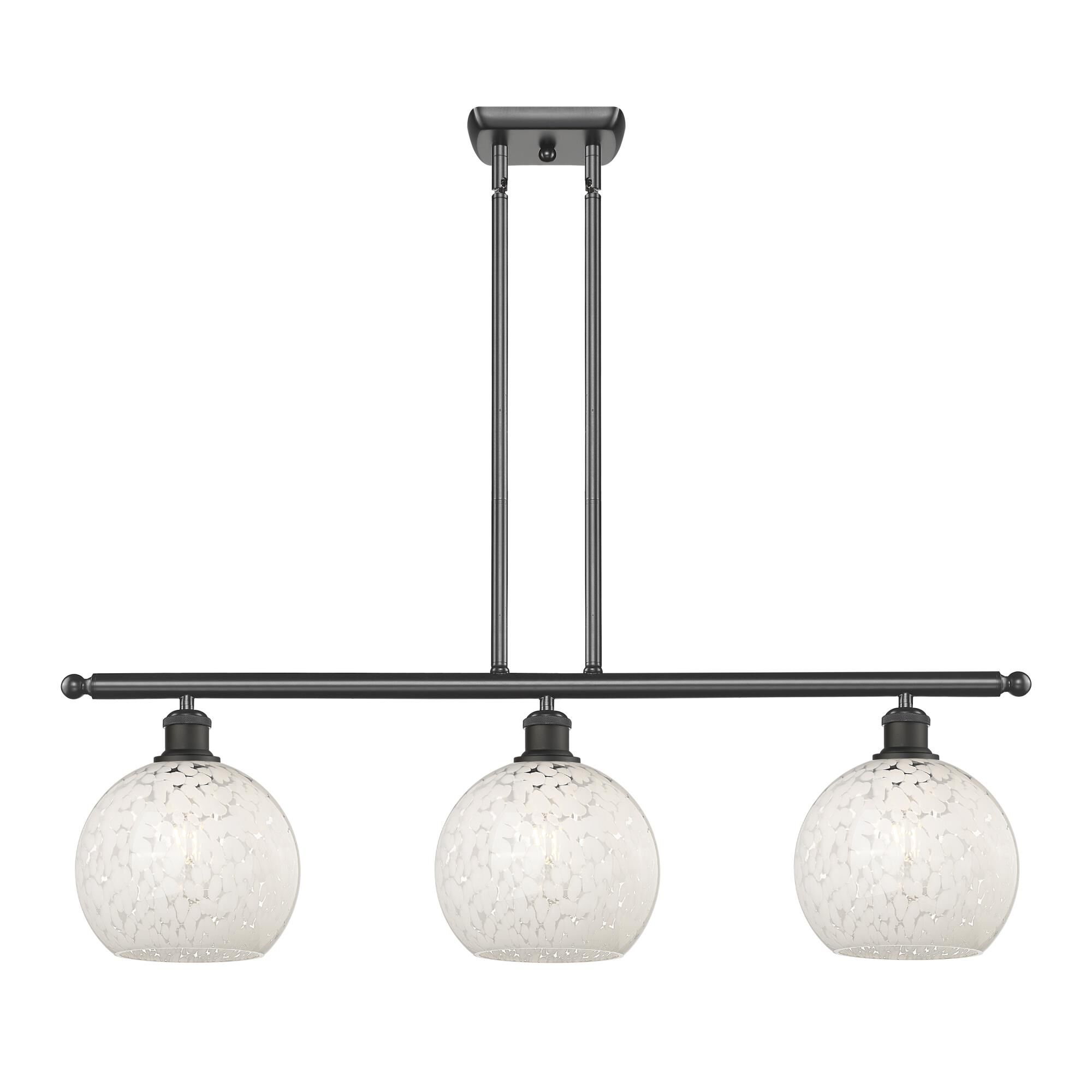 Shown in Oil Rubbed Bronze finish and White Mouchette glass