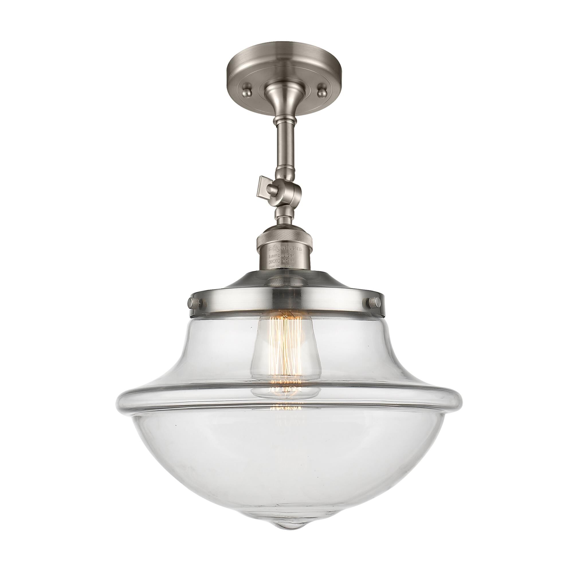 Shown in Brushed Satin Nickel finish and Clear glass
