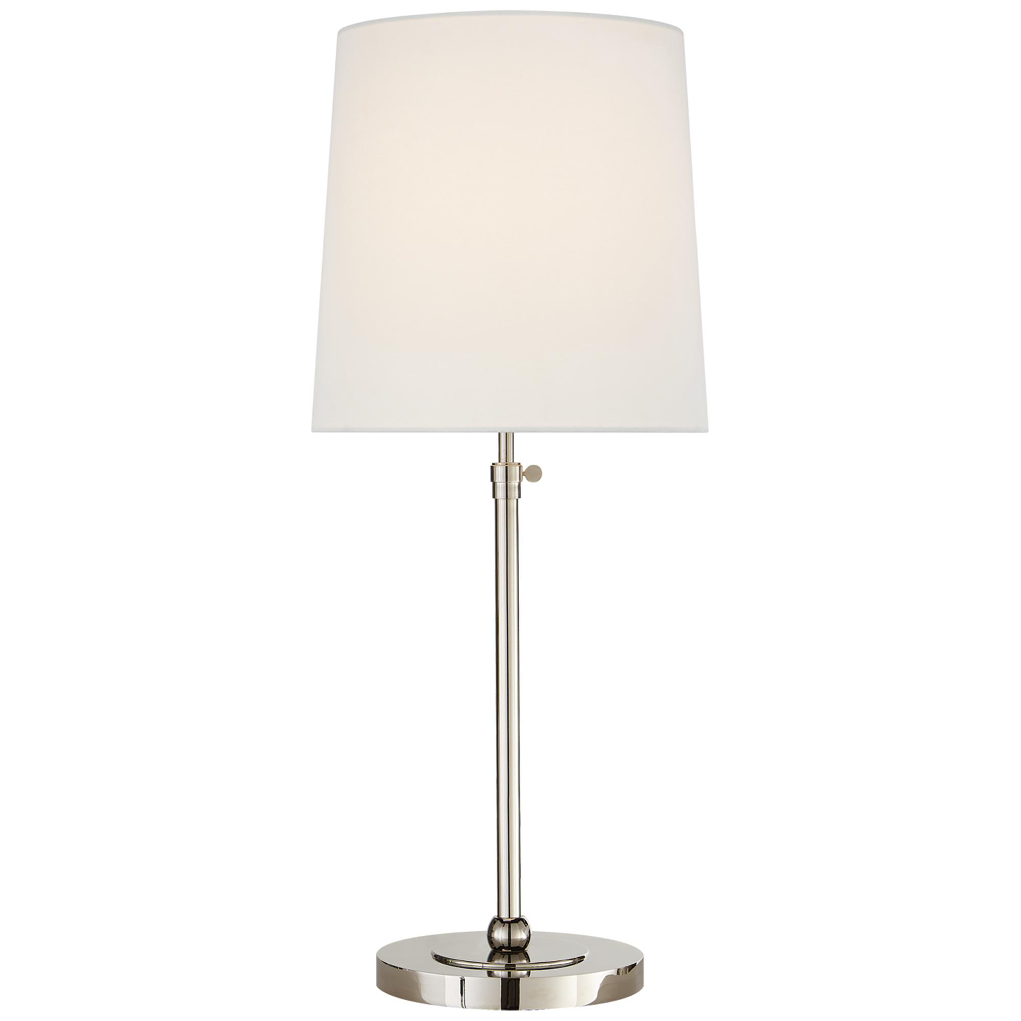 Shown in Polished Nickel finish and Linen shade