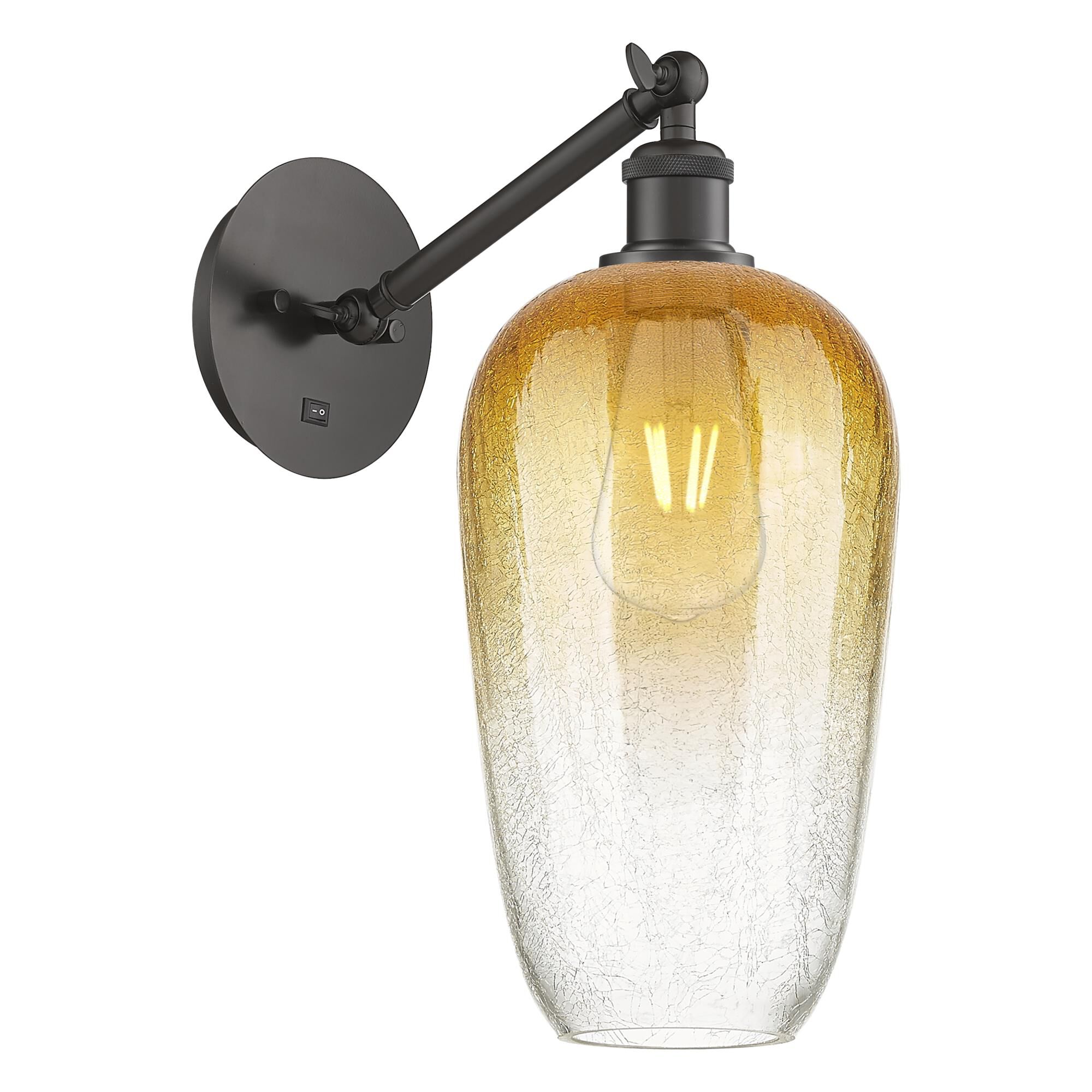 Shown in Oil Rubbed Bronze finish and Amber glass