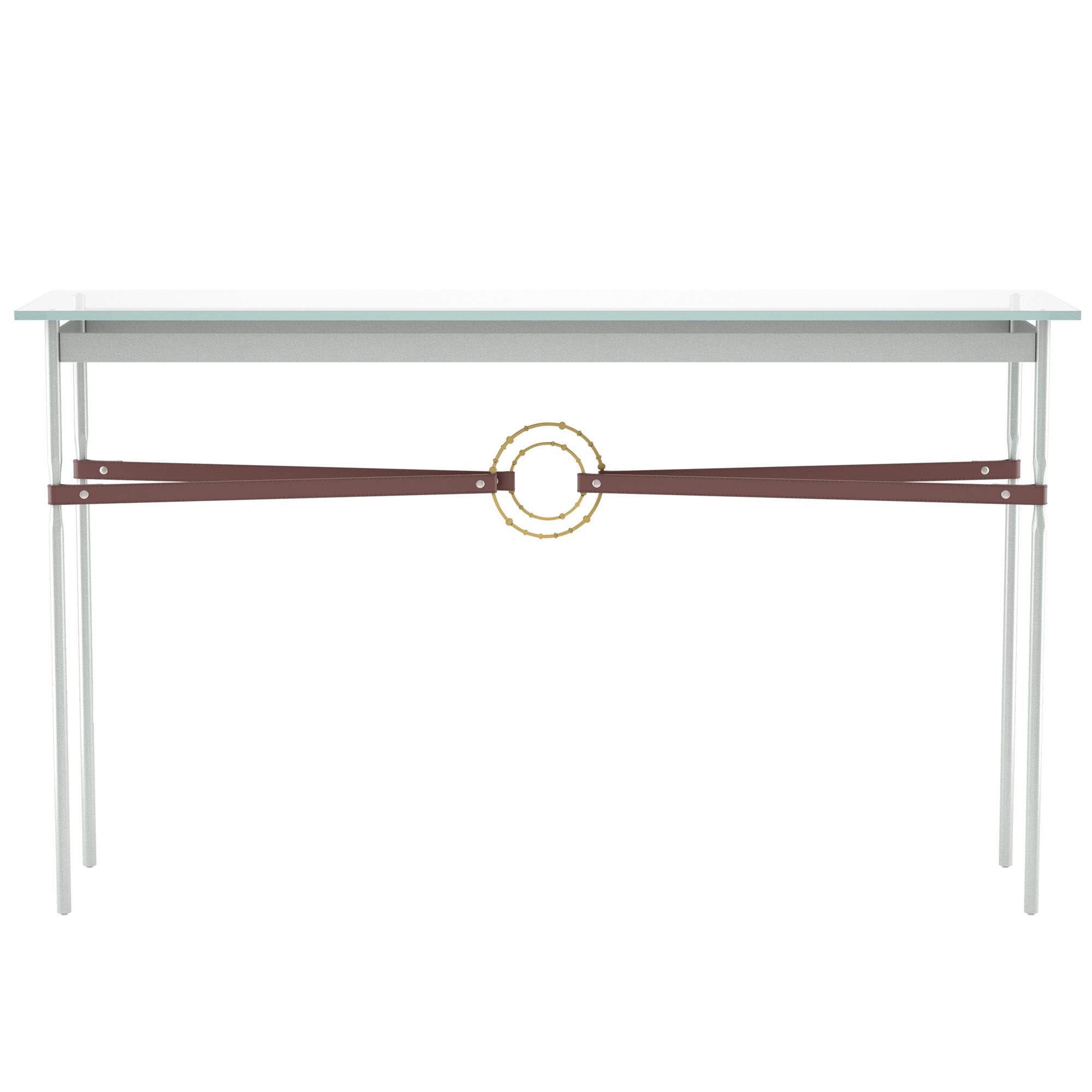 Shown in Vintage Platinum finish and Modern Brass with Leather British Brown  accent