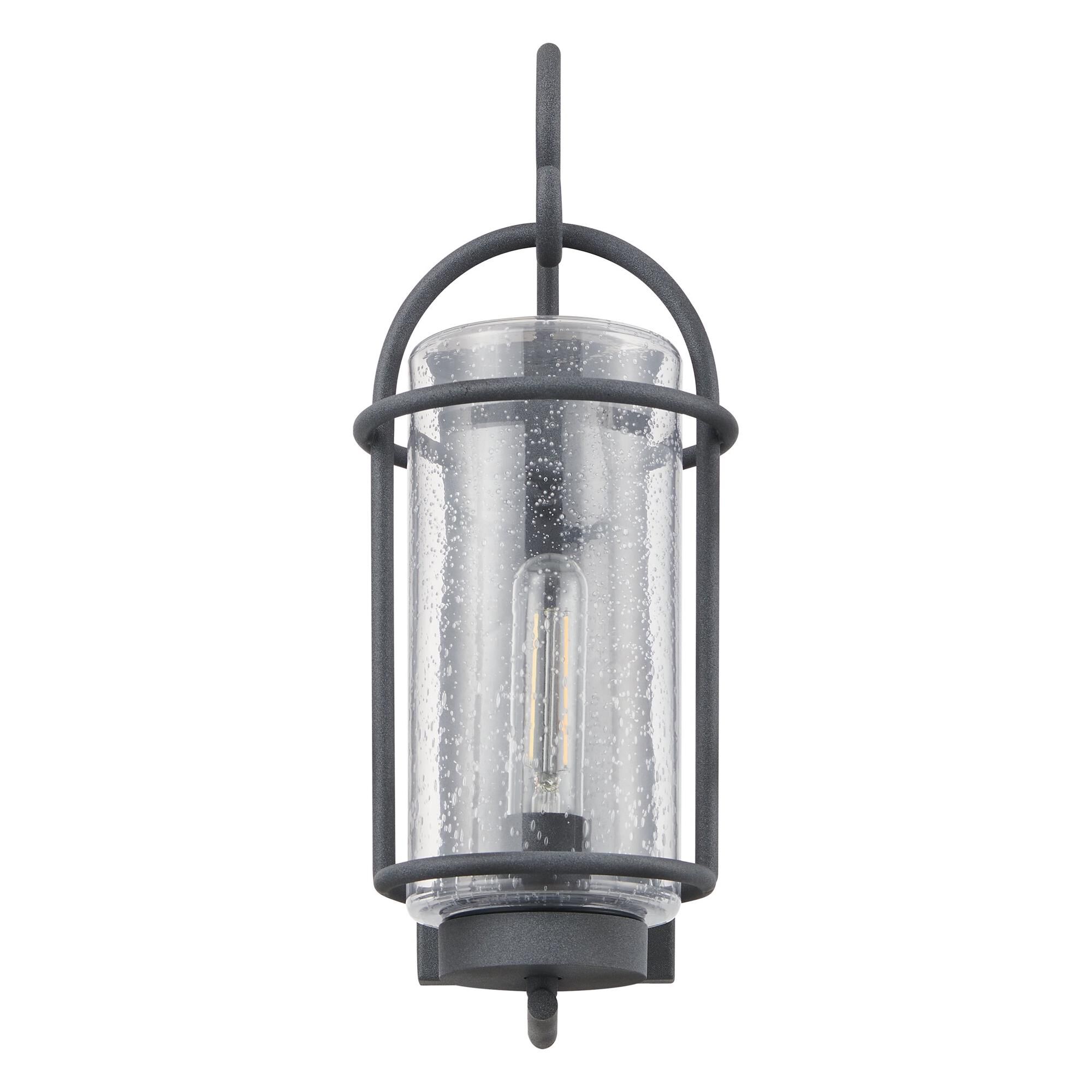 Shown in Weathered Zinc finish and Clear Seeded glass