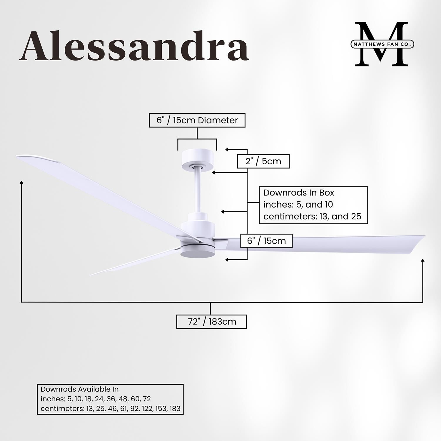 Alessandra 72 Inch Ceiling Fan by Matthews Fan Company