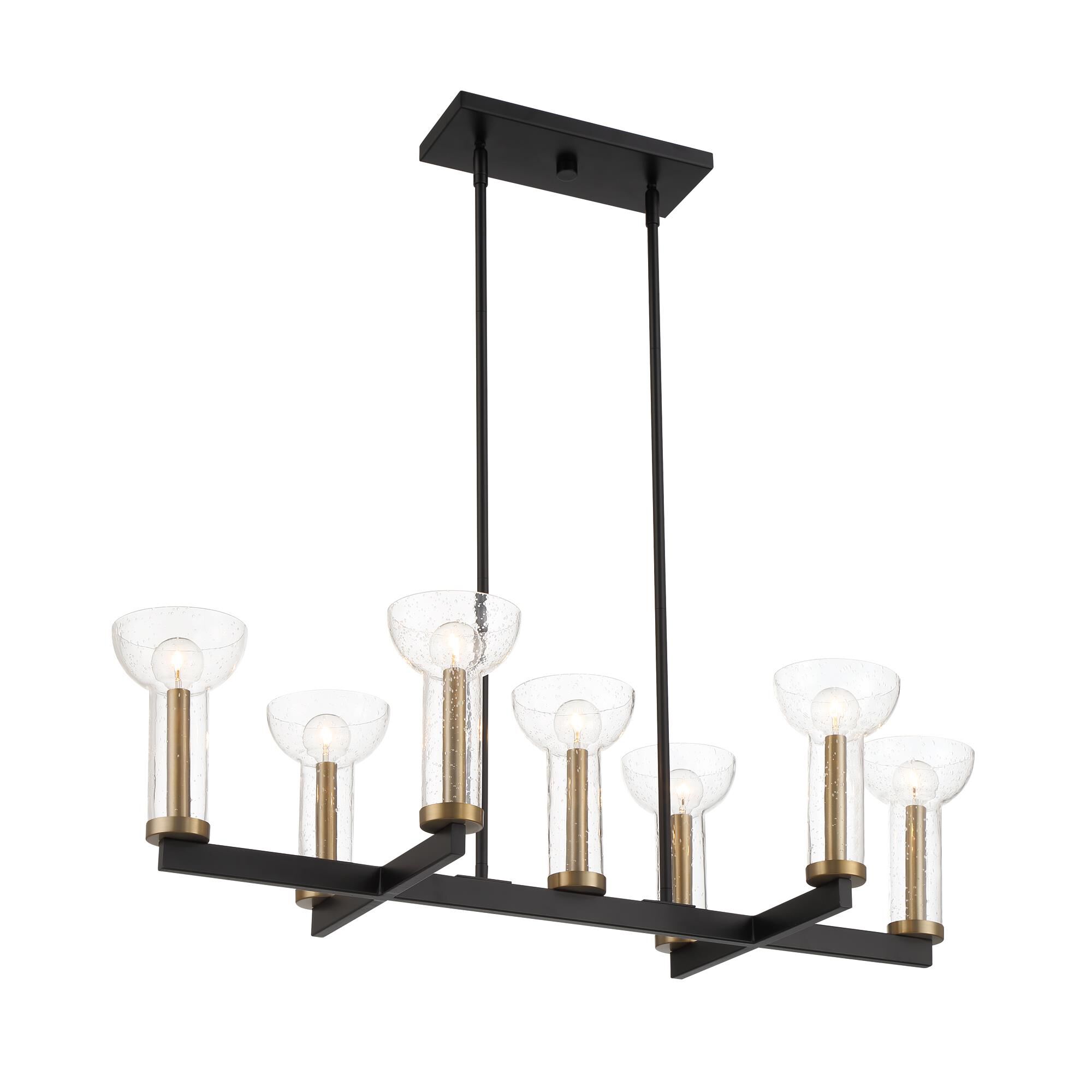 Shown in Matte Black finish and Clear Seedy glass