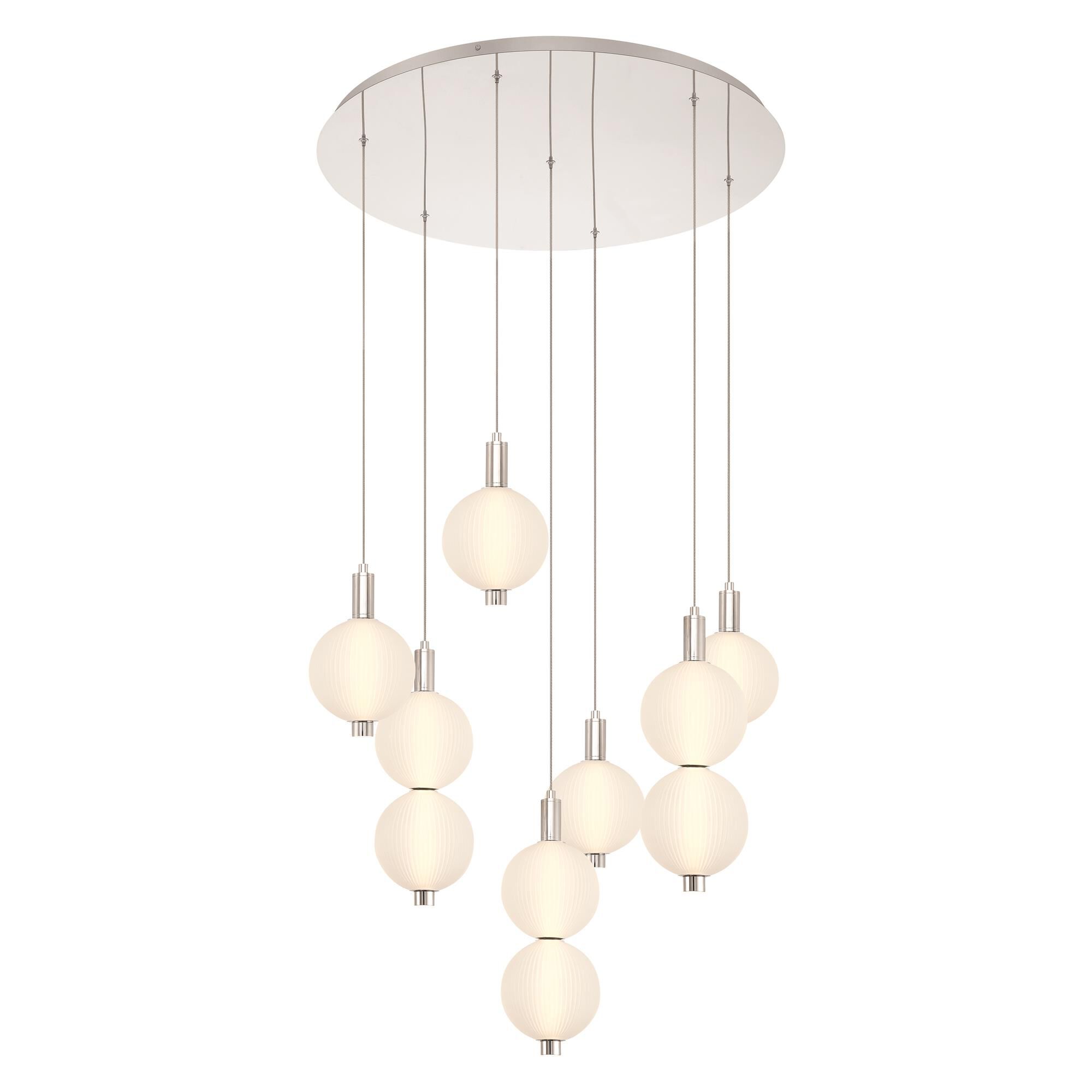 Shown in Nickel finish and Opal Ribbed  glass