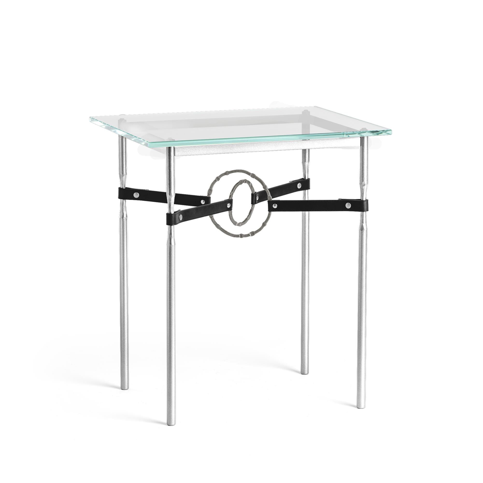Shown in Sterling finish and Natural Iron with Leather Black  accent