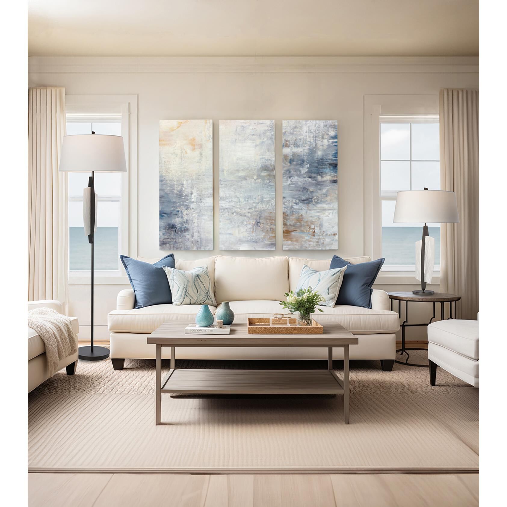 Shown in Dark Smoke and Alabaster finish and Natural Anna Linen shade