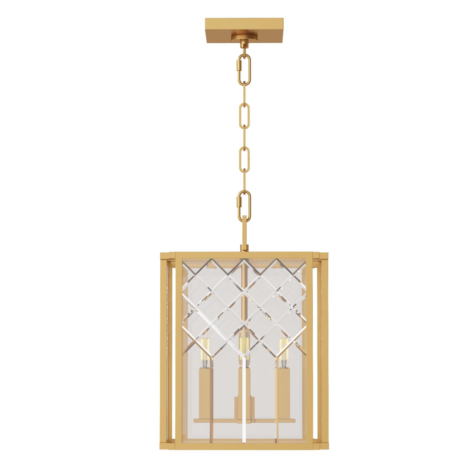 Shown in Burnished Brass finish and Clear With Diamond Cut Pattern glass