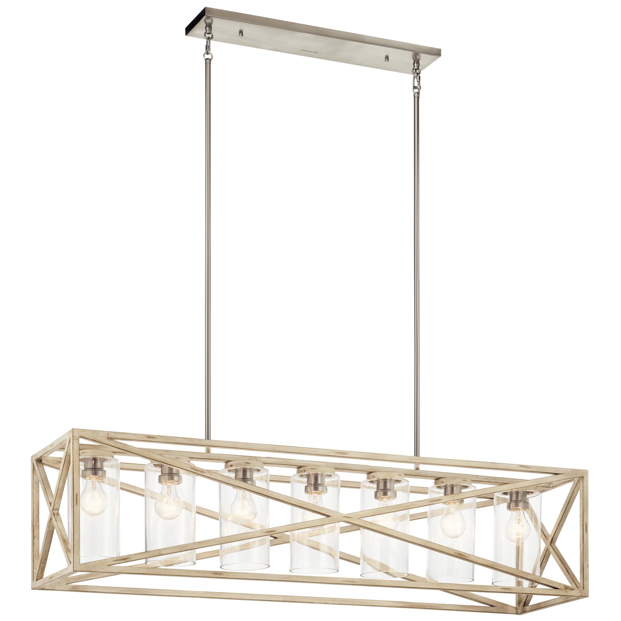 Shown in Distressed Antique White finish and Clear glass