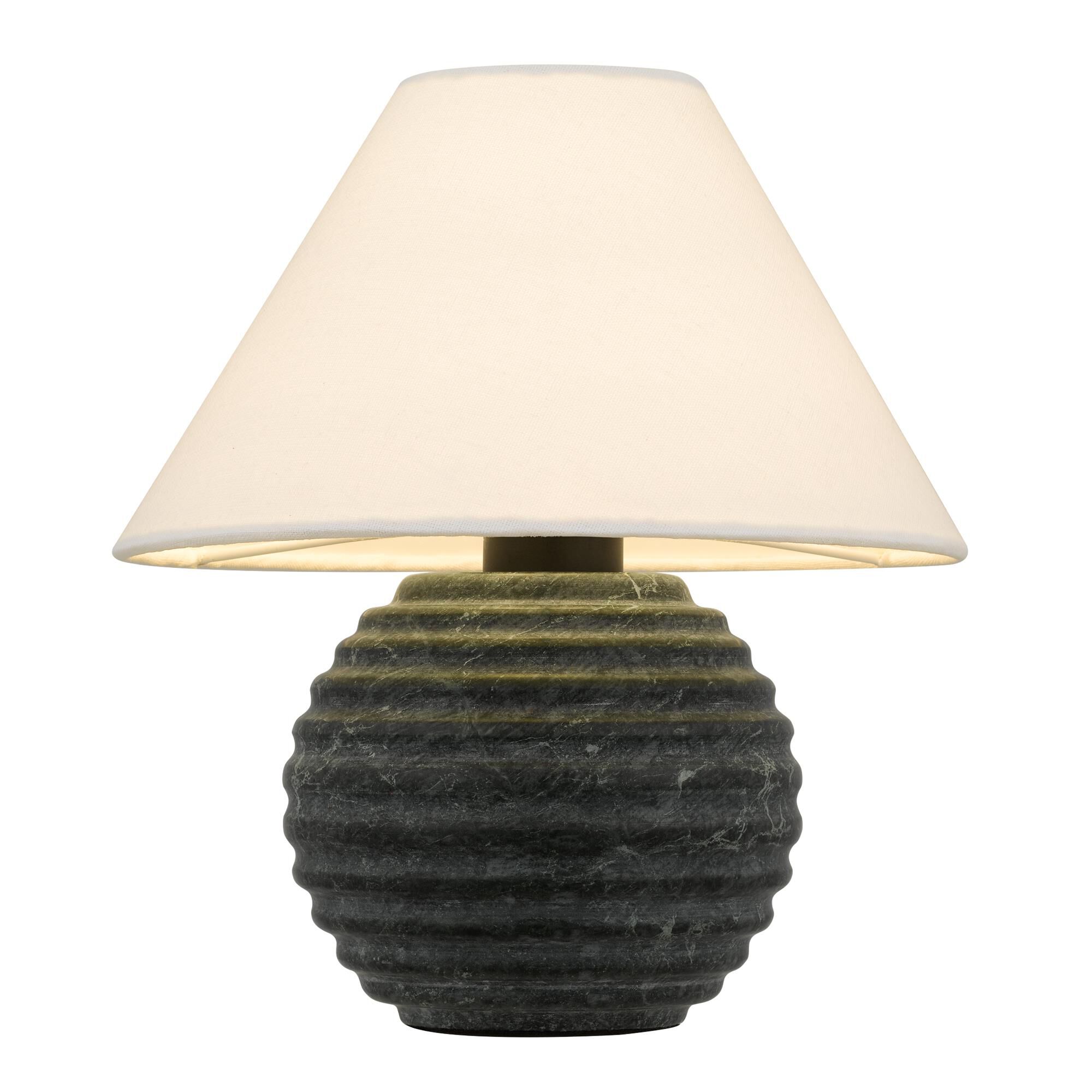Shown in Matte Black finish and Fabric shade