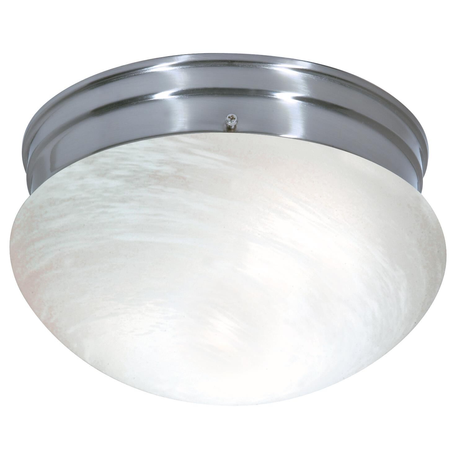 Shown in Brushed Nickel finish and Medium Alabaster Mushroom glass