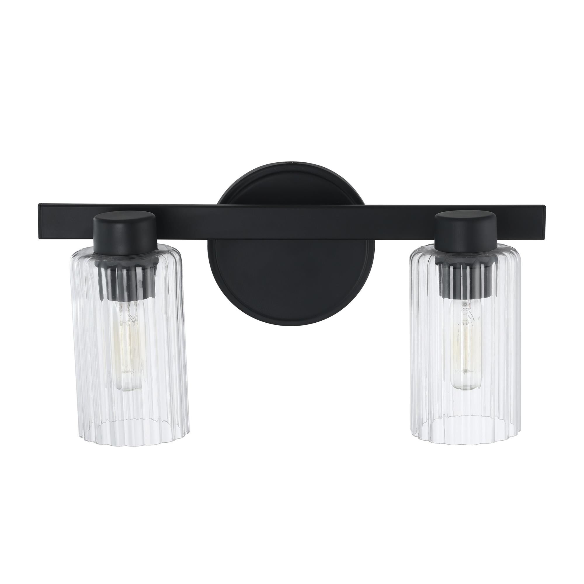 Shown in Matte Black finish and Clear Ribbed glass