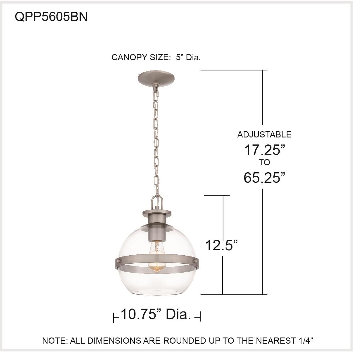 Shown in Brushed Nickel finish and Clear shade