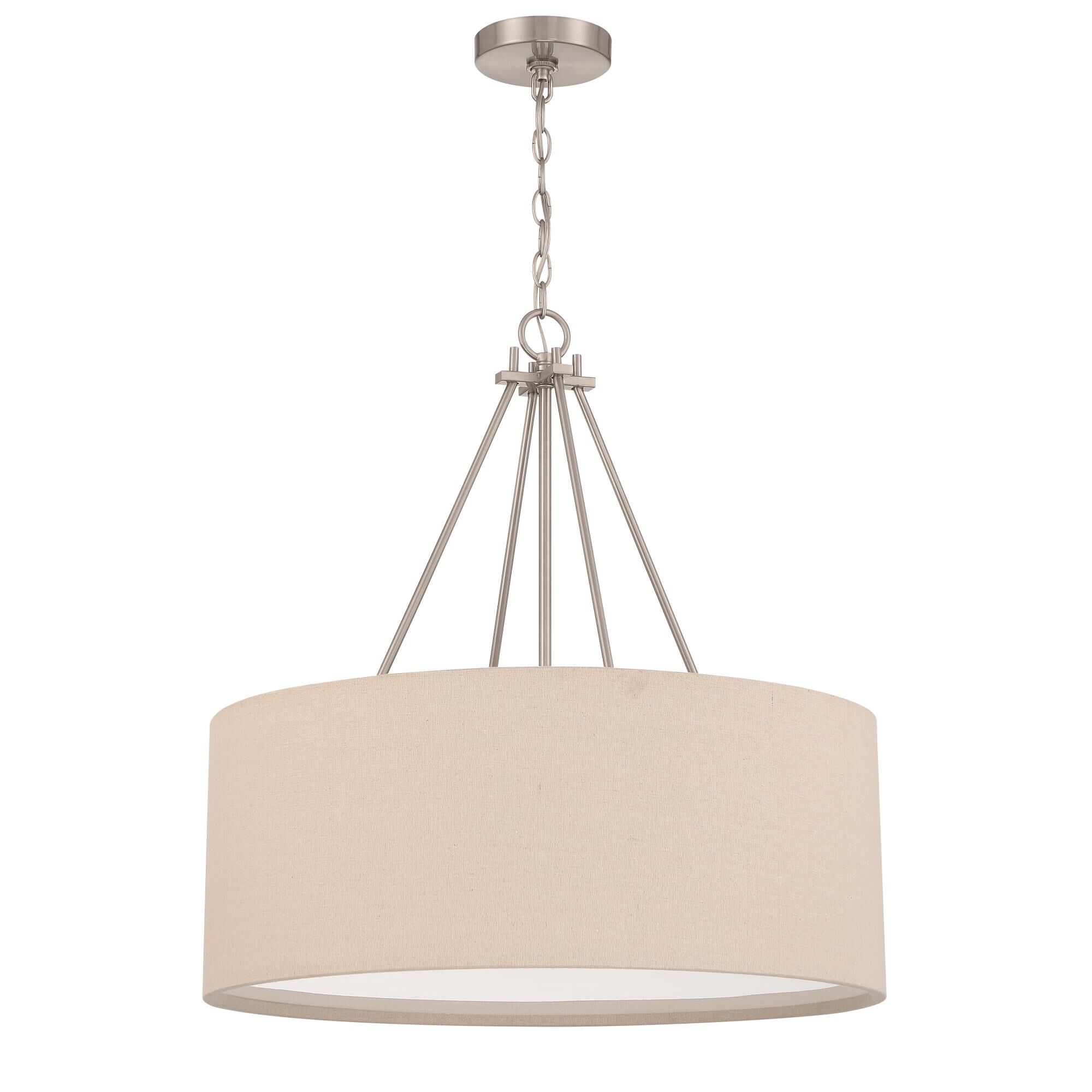 Shown in Brushed Polished Nickel finish and Beige glass