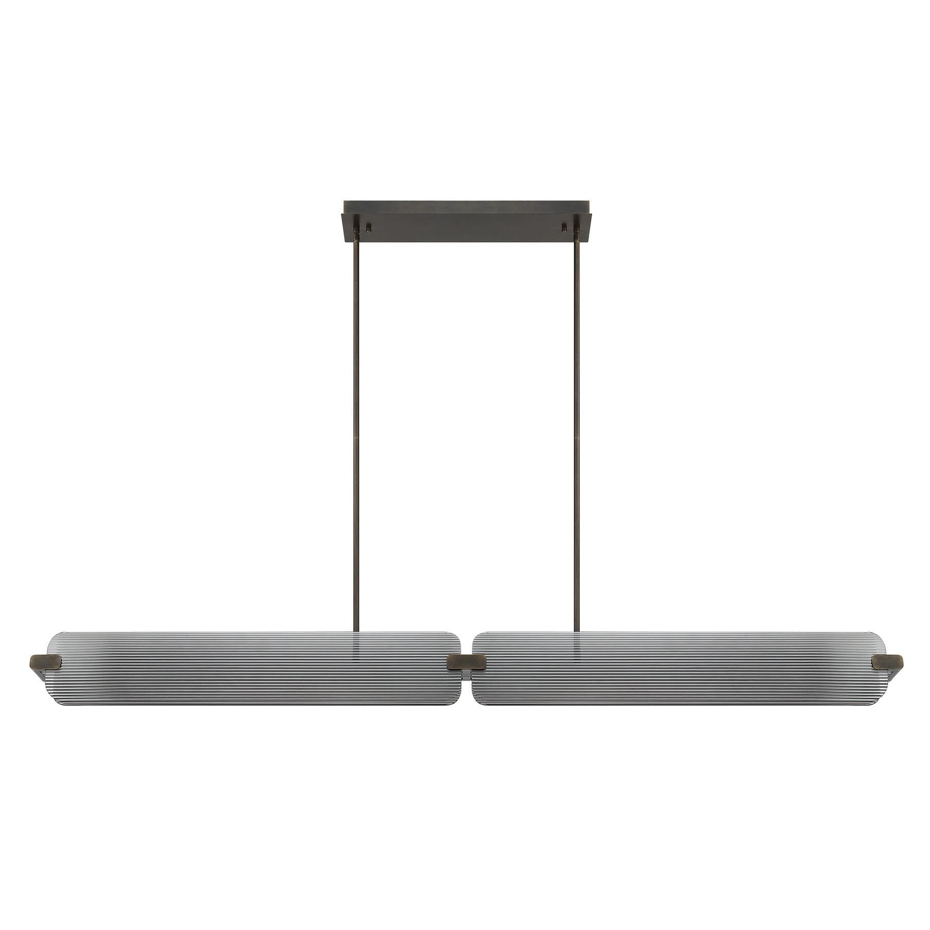 Shown in Weathered Brass finish and Smoked glass